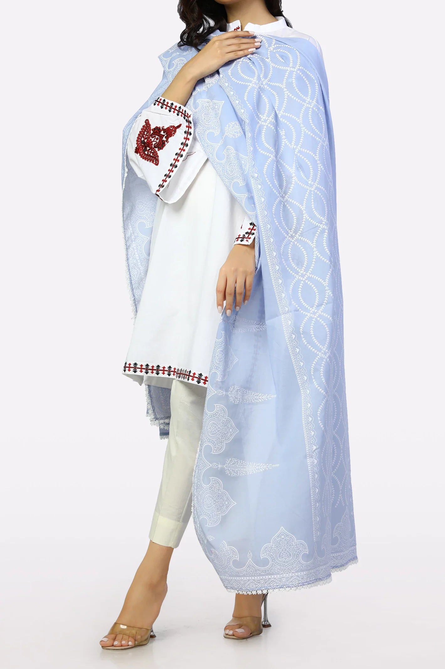 Ice Blue Chiffon Dupatta From Sohaye By Diners