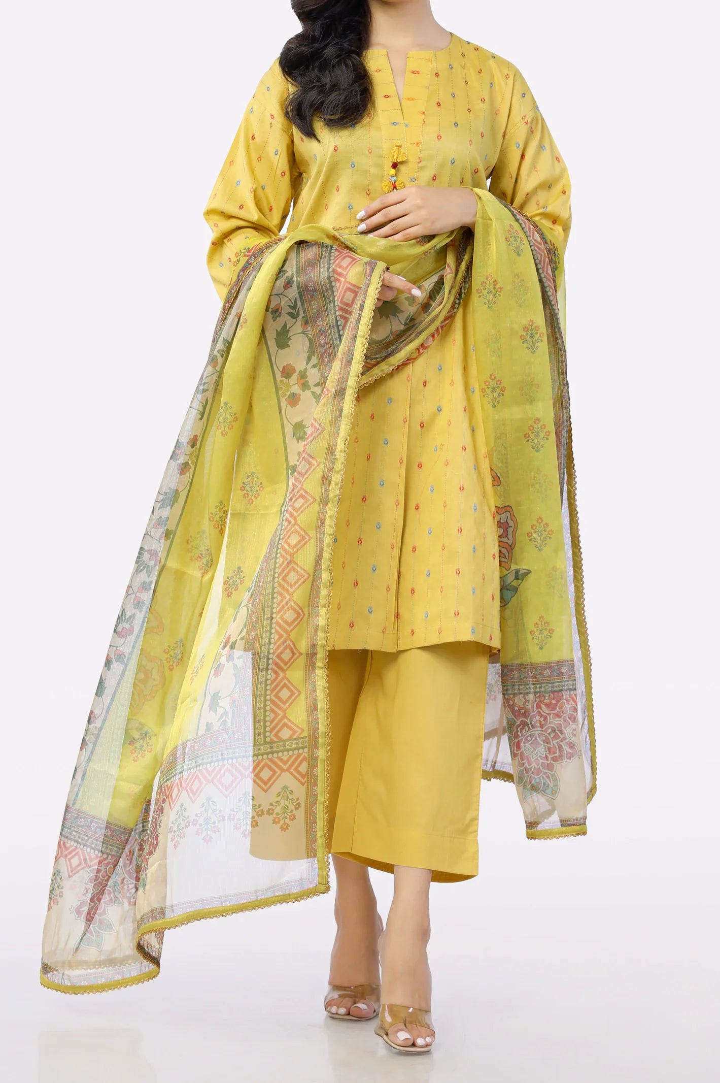 Lime Printed Dupatta From Sohaye By Diners