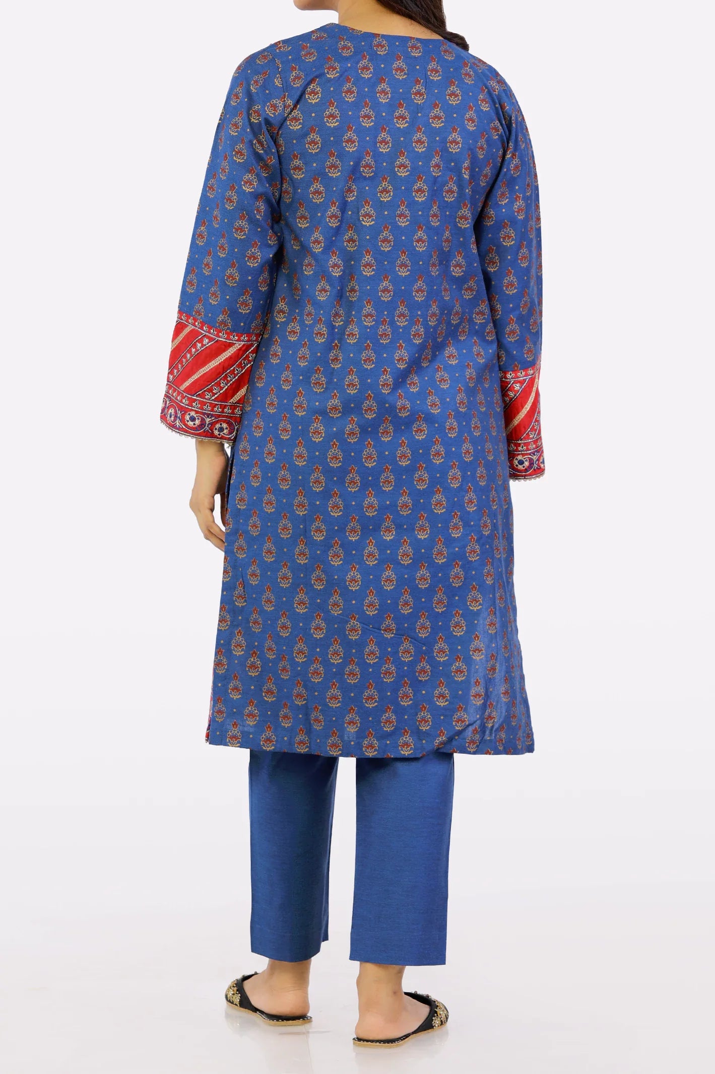 2PC Navy Blue Embroidered Suit for Womens