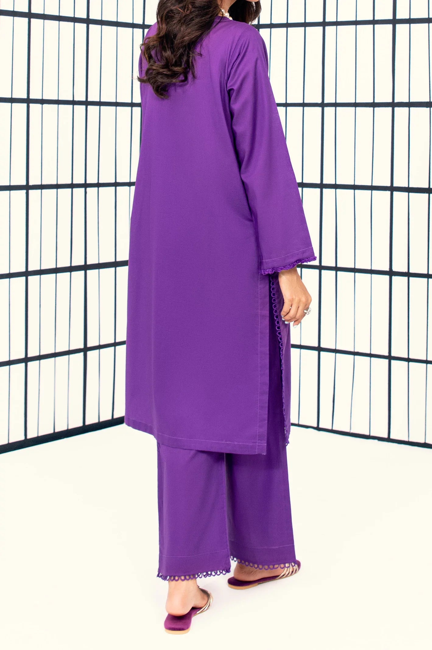 Womens 2PC Ready To Wear Purple Suit 