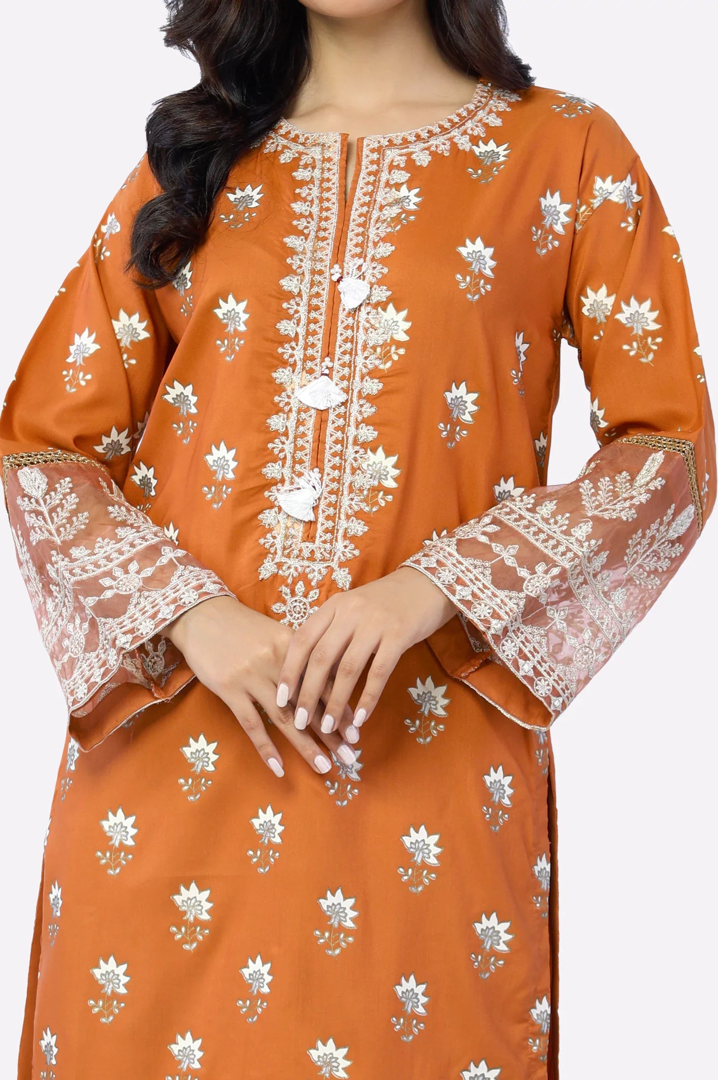 Rust Embroidered 2PC From Sohaye By Diners