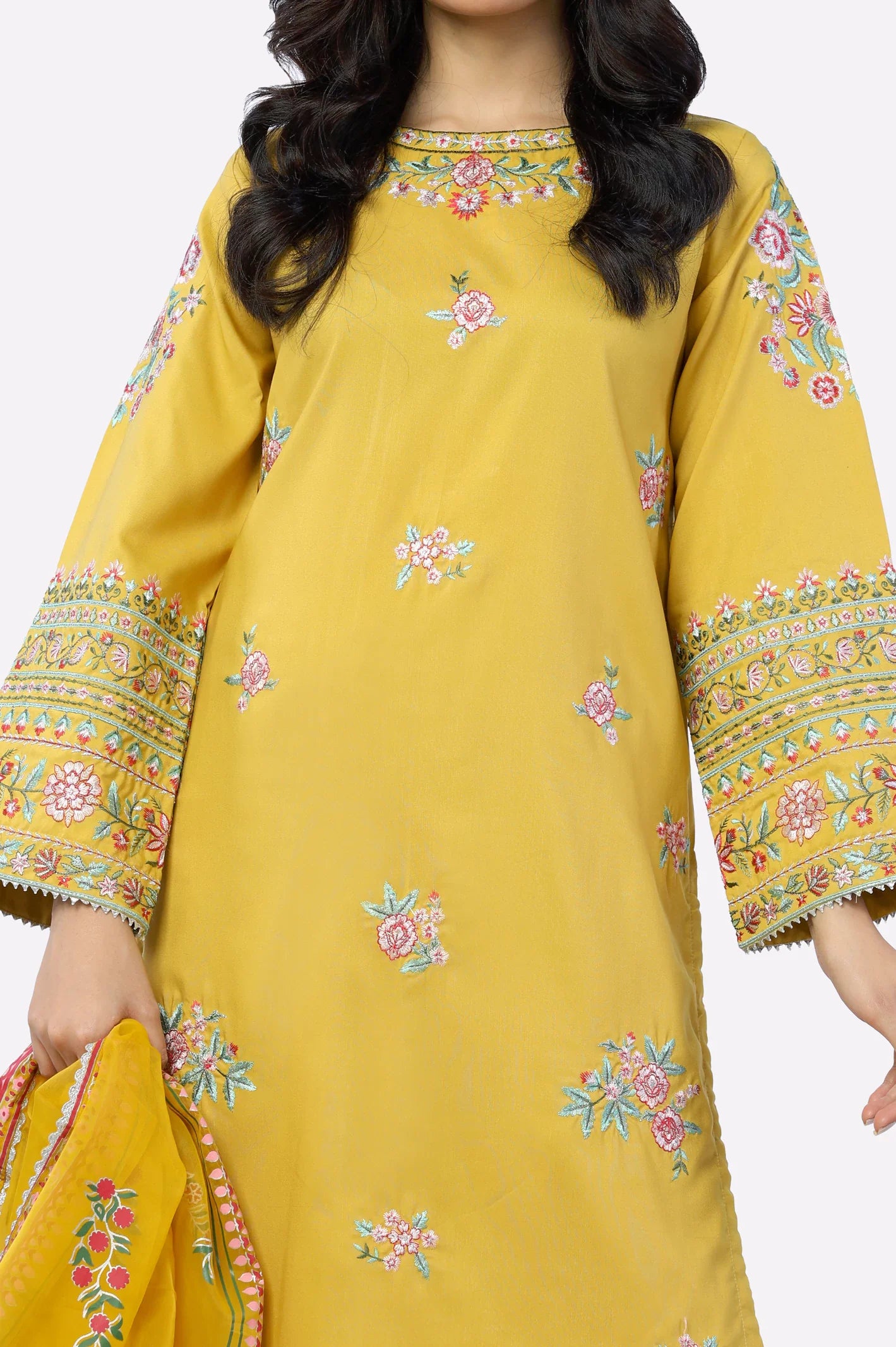Mustard Embroidered 3PC From Sohaye By Diners