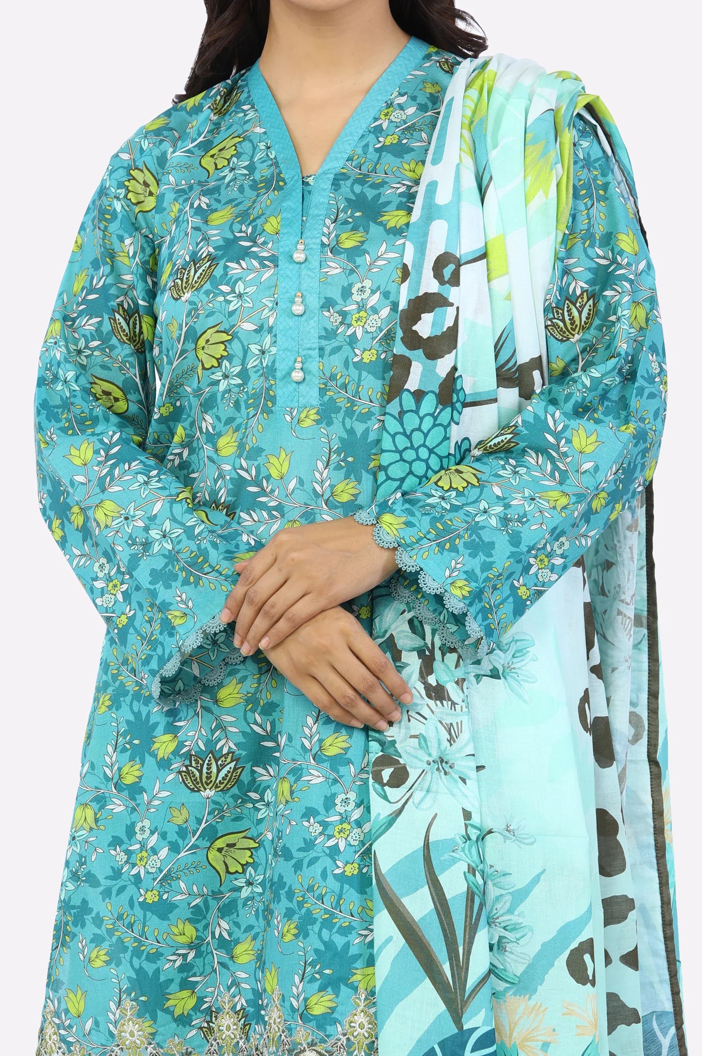 Green Printed 3PC From Sohaye By Diners