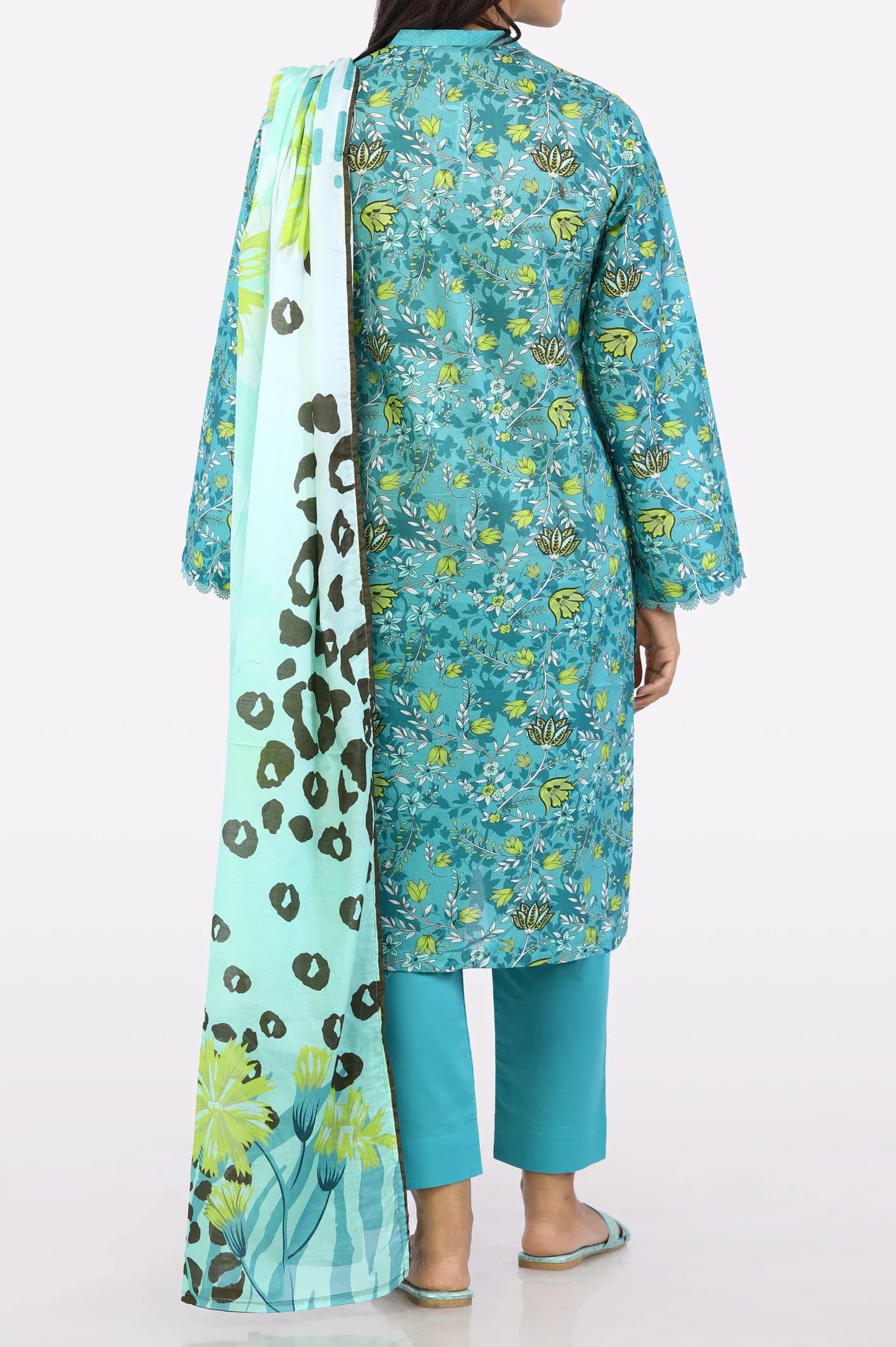 Womens 3PC Printed Ready To Wear Green Suit From Sohaye