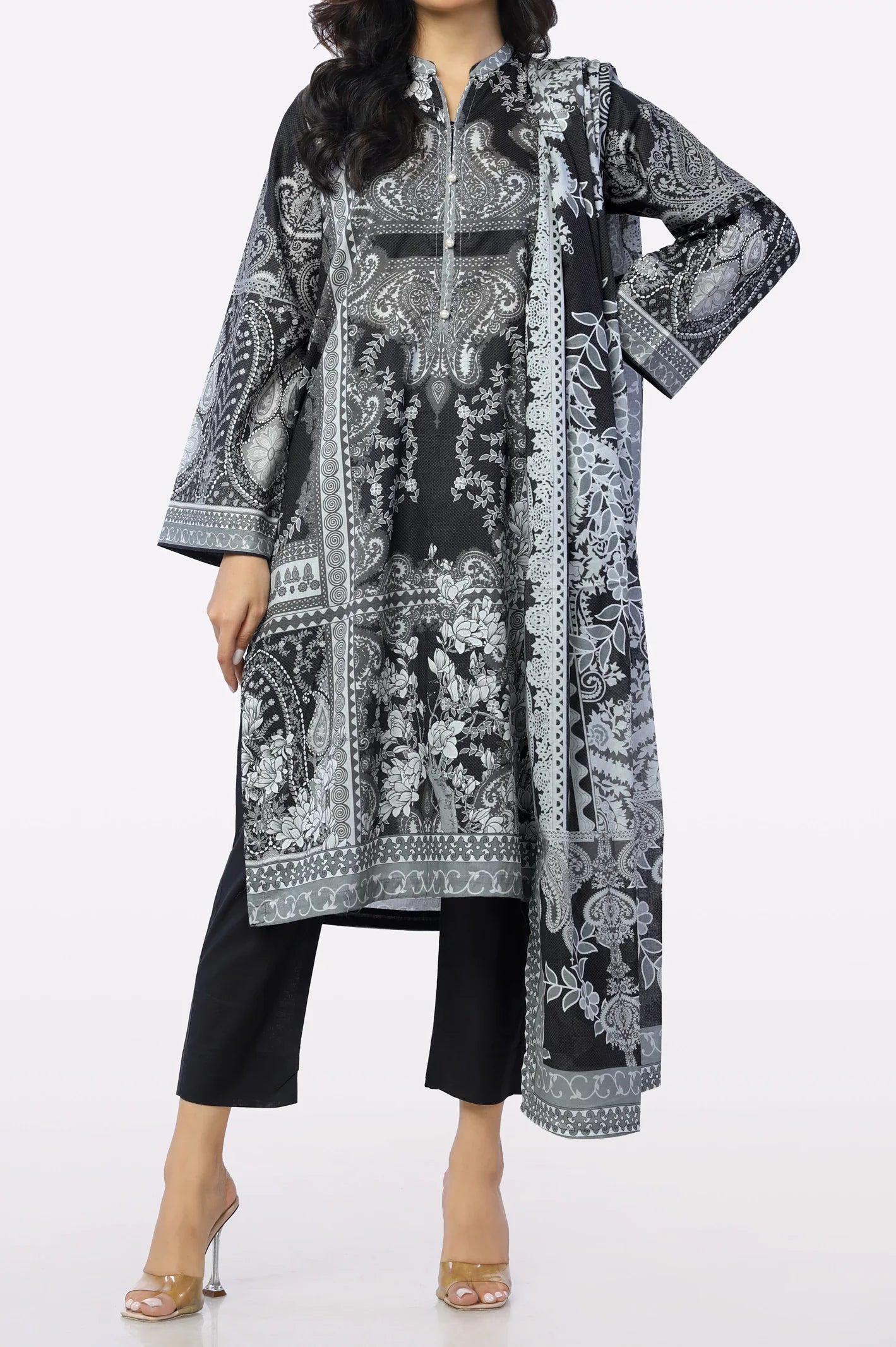 Black Printed 3PC From Sohaye By Diners