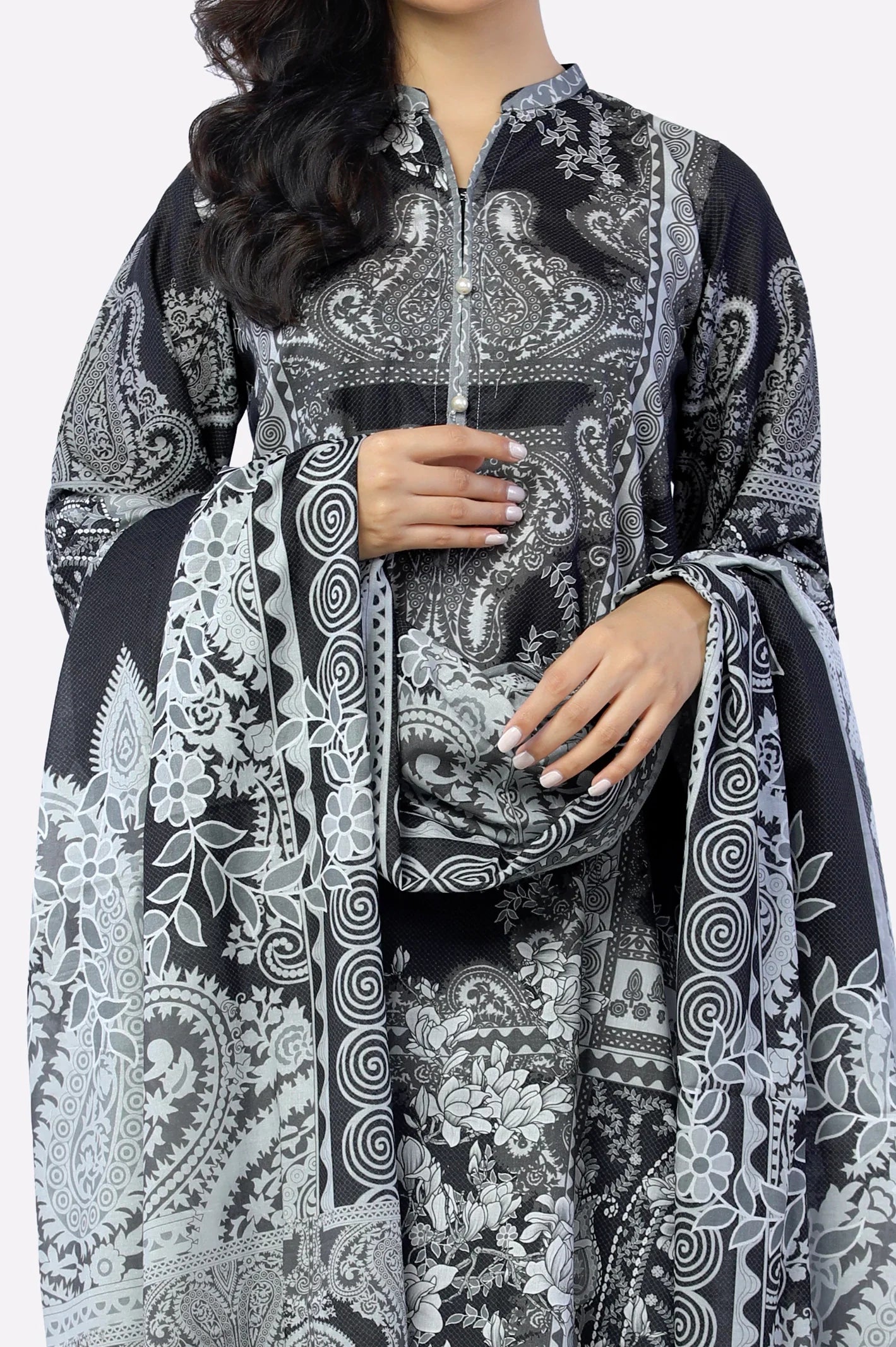 Black Printed 3PC From Sohaye By Diners