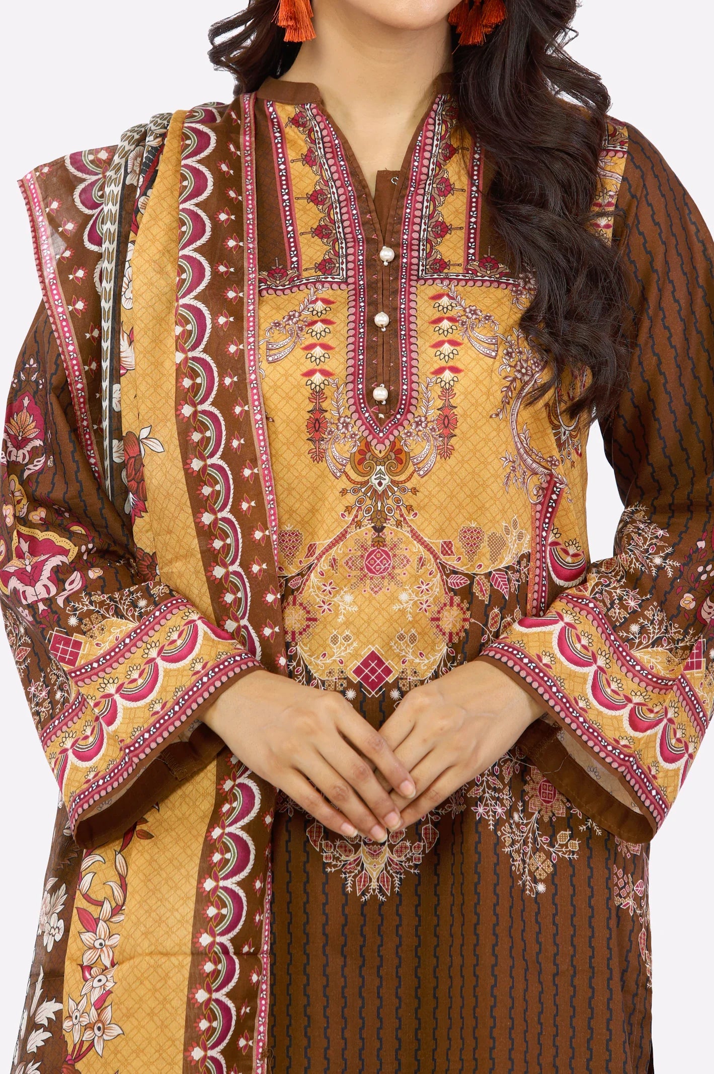 Brown Printed 3PC From Sohaye By Diners