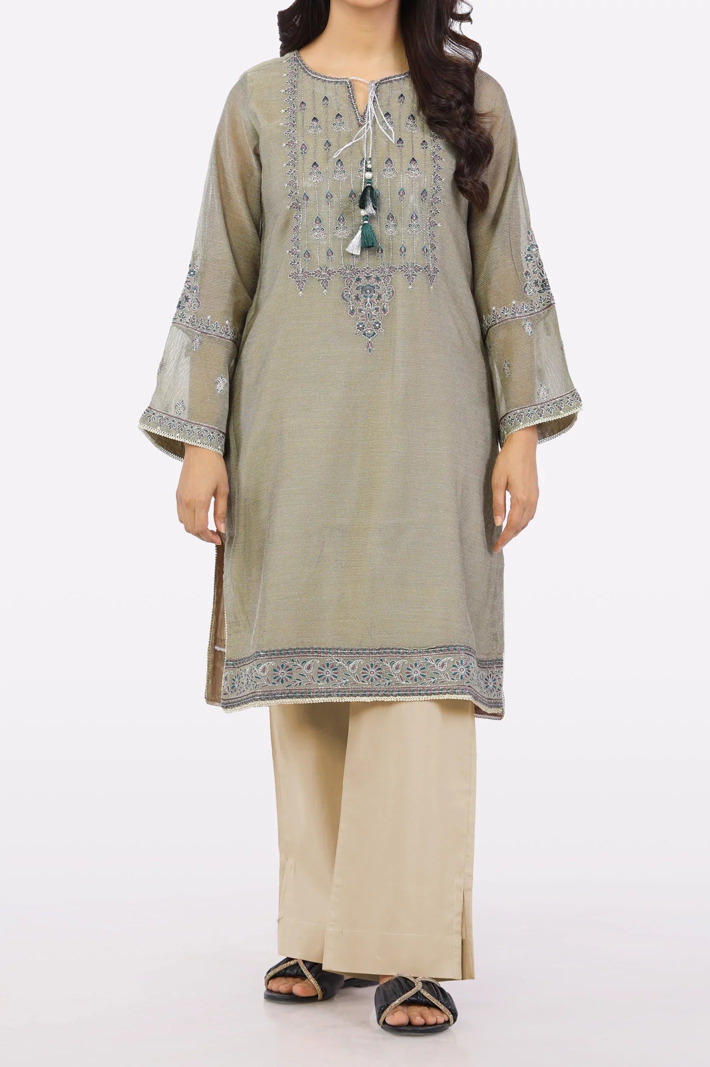 Brown Embroidered Ready To Wear Kurti