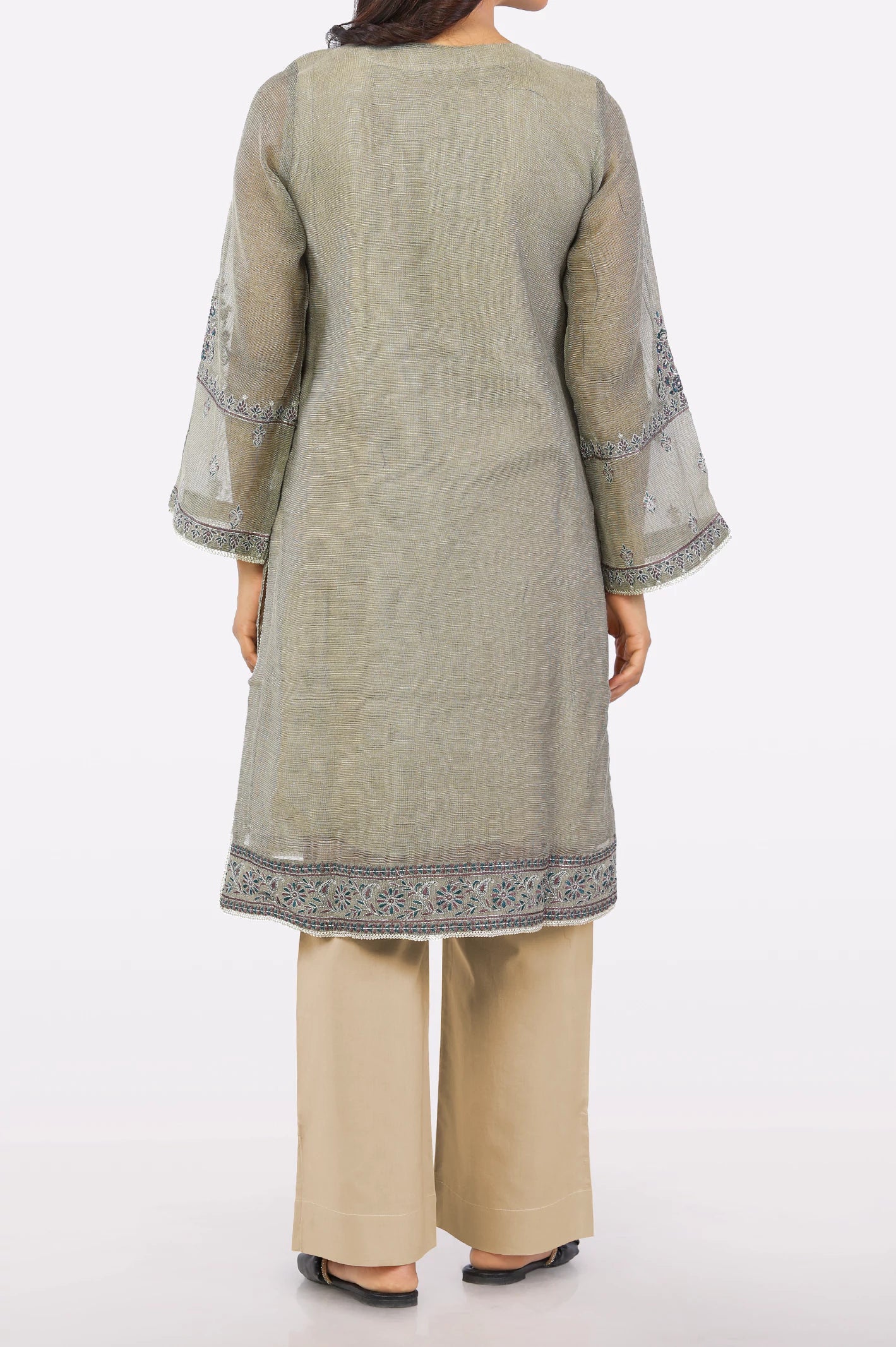 Womens Brown Embroidered Ready To Wear Kurti