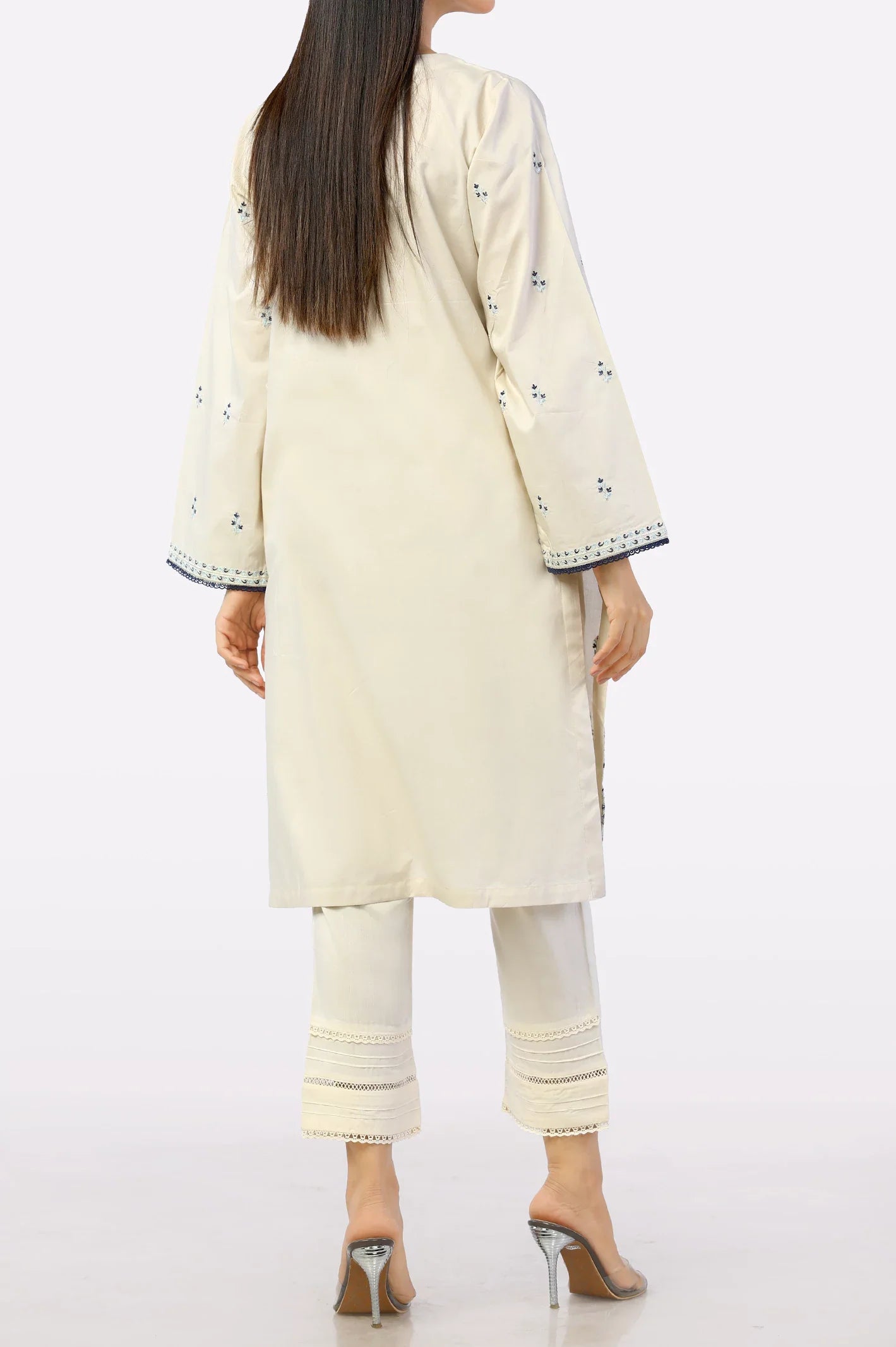 Ivory Embroidered Kurti From Sohaye By Diners