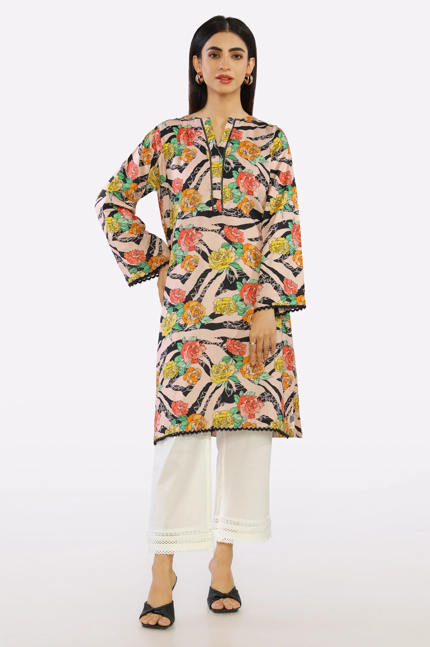Peach Ready To Wear Printed Kurti Peach Ready To Wear Printed Kurti