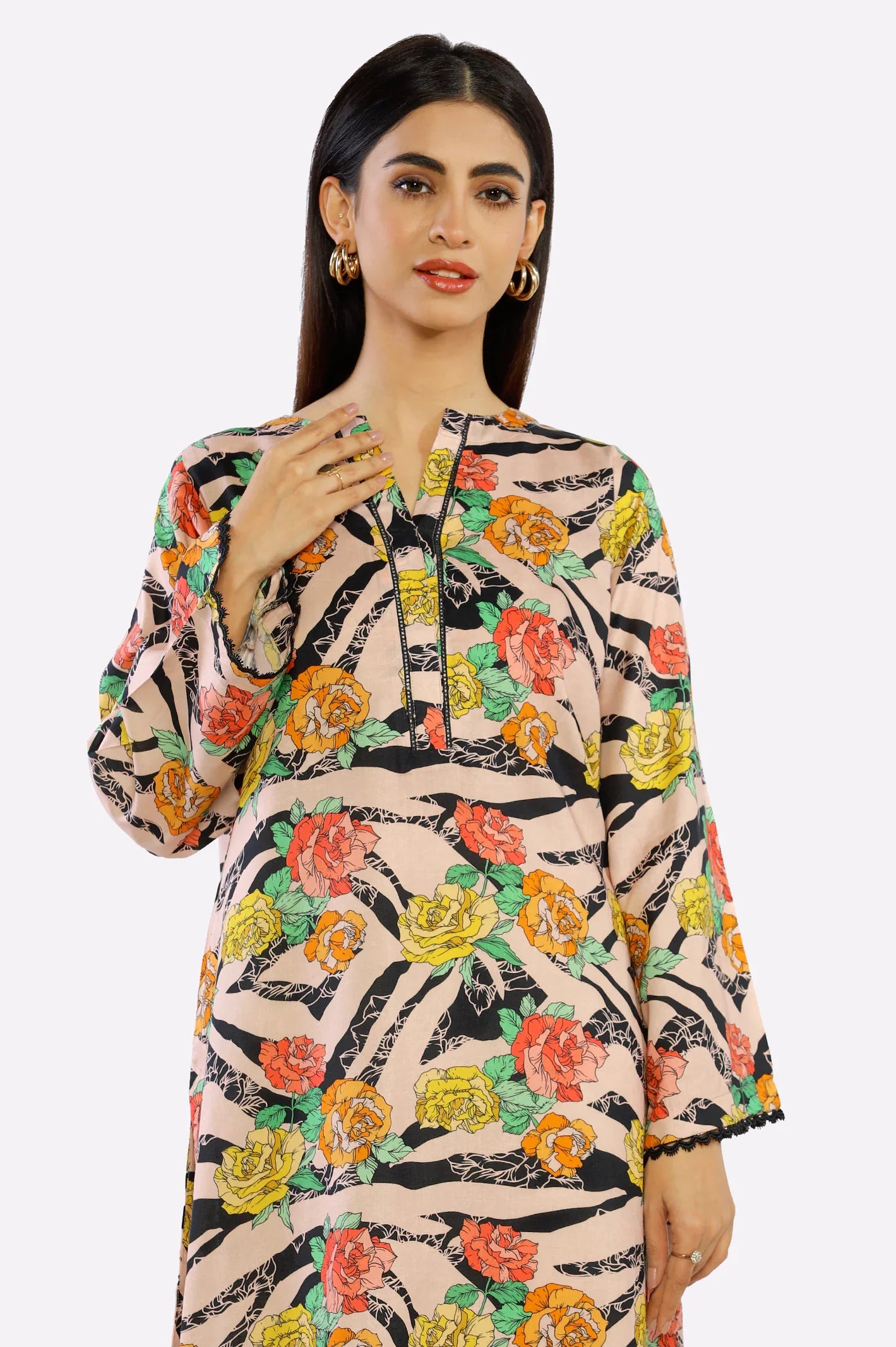 Peach Printed Ready To Wear Kurti Peach Printed Ready To Wear Kurti