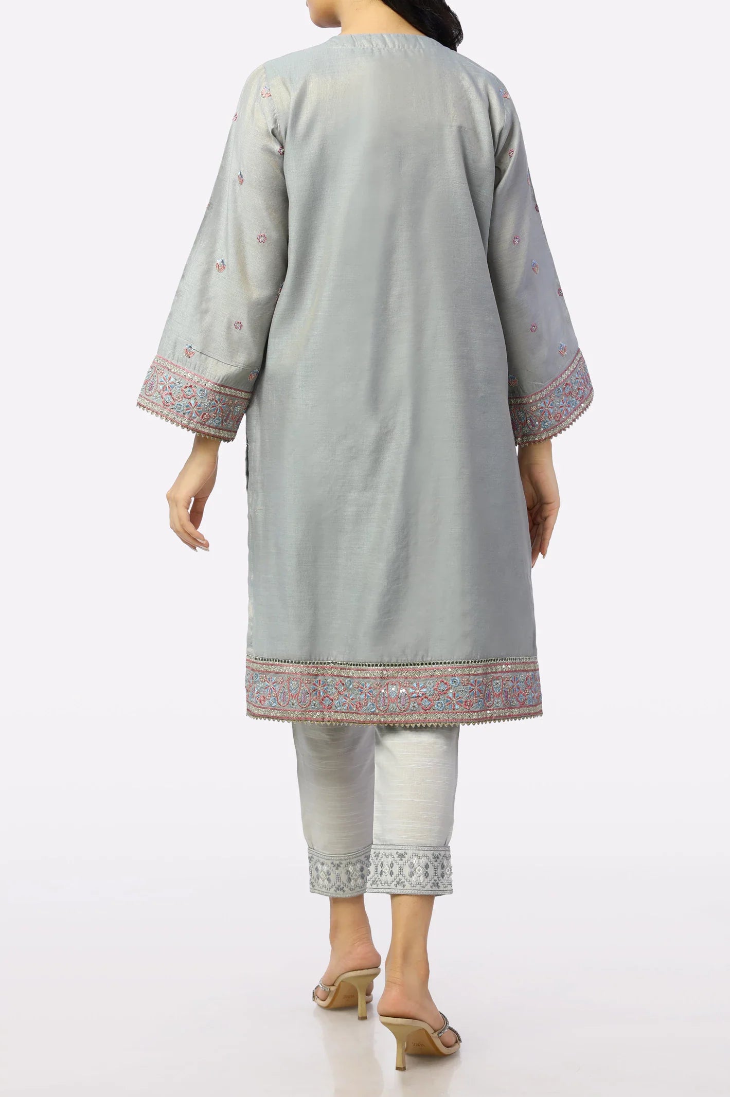 Grey Embroidered Kurti From Sohaye By Diners