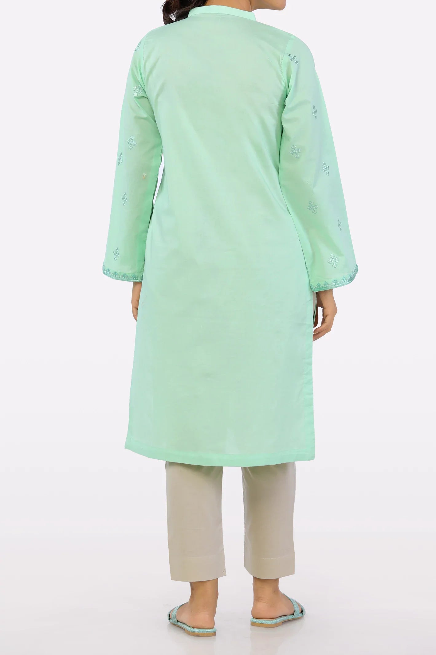 Green Ready To Wear Embroidered Kurti