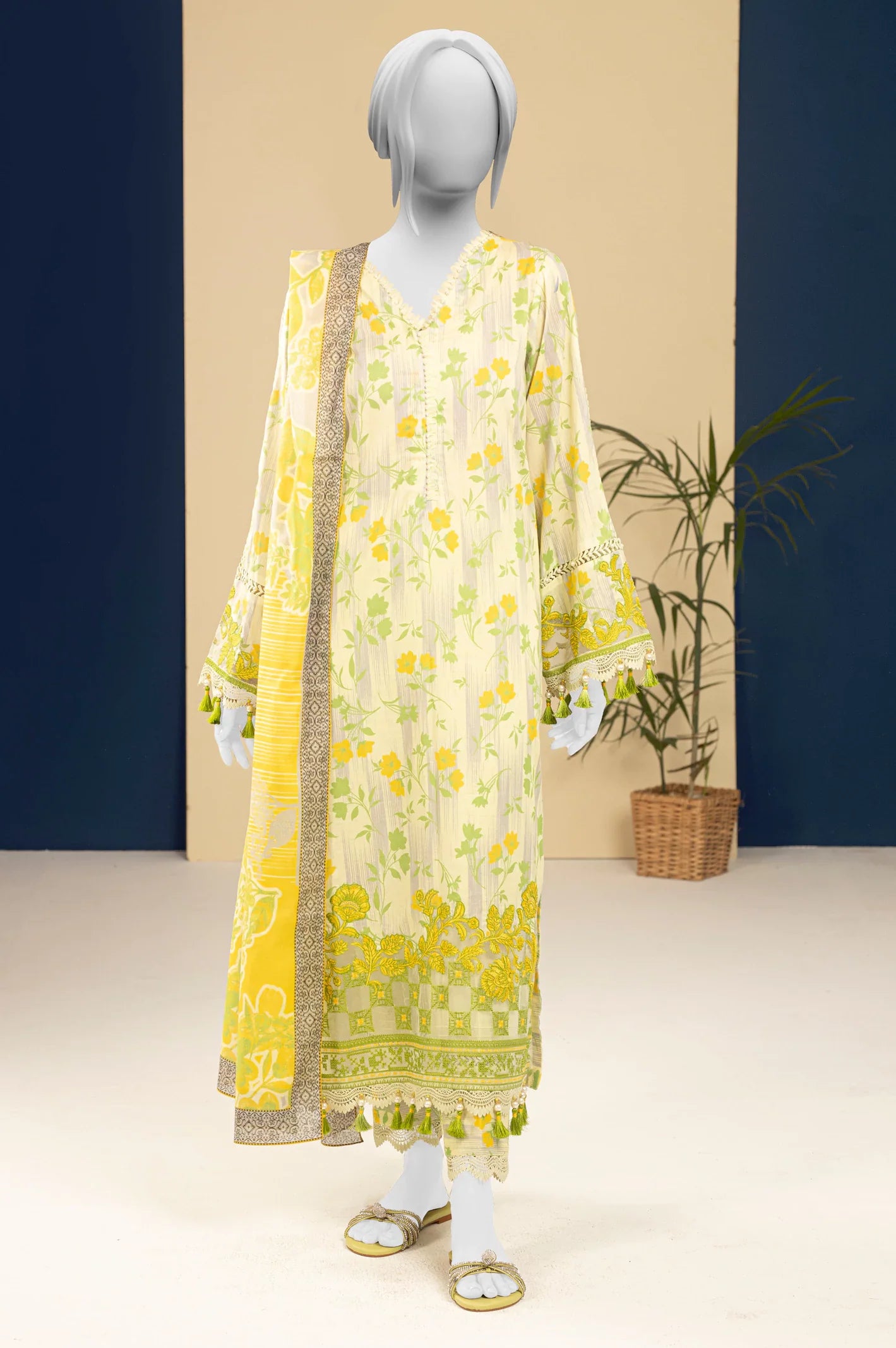 Lime Embroidered 3PC Unstitched Suit