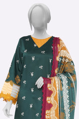 Green Embroidered 3PC Unstitched Green Embroidered 3PC Unstitched