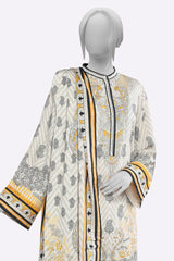 Cream Printed Unstitched 3PC Cream Printed Unstitched 3PC