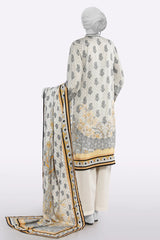 Cream Printed Unstitched 3PC Cream Printed Unstitched 3PC