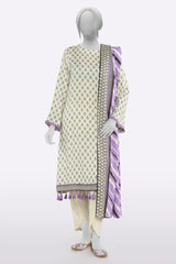 Cream Printed Unstitched 3PC Cream Printed Unstitched 3PC