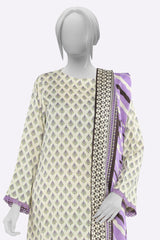 Cream Printed Unstitched 3PC Cream Printed Unstitched 3PC