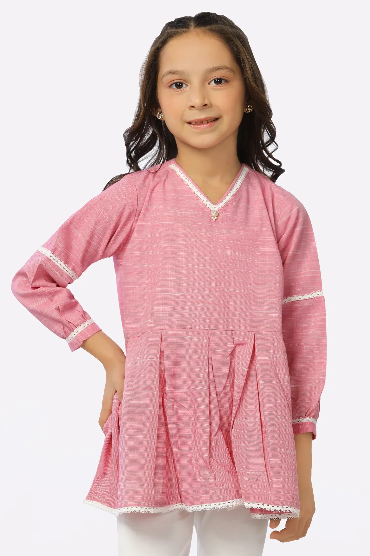 Pink Chambray Girls Kurti From Sohaye By Diners