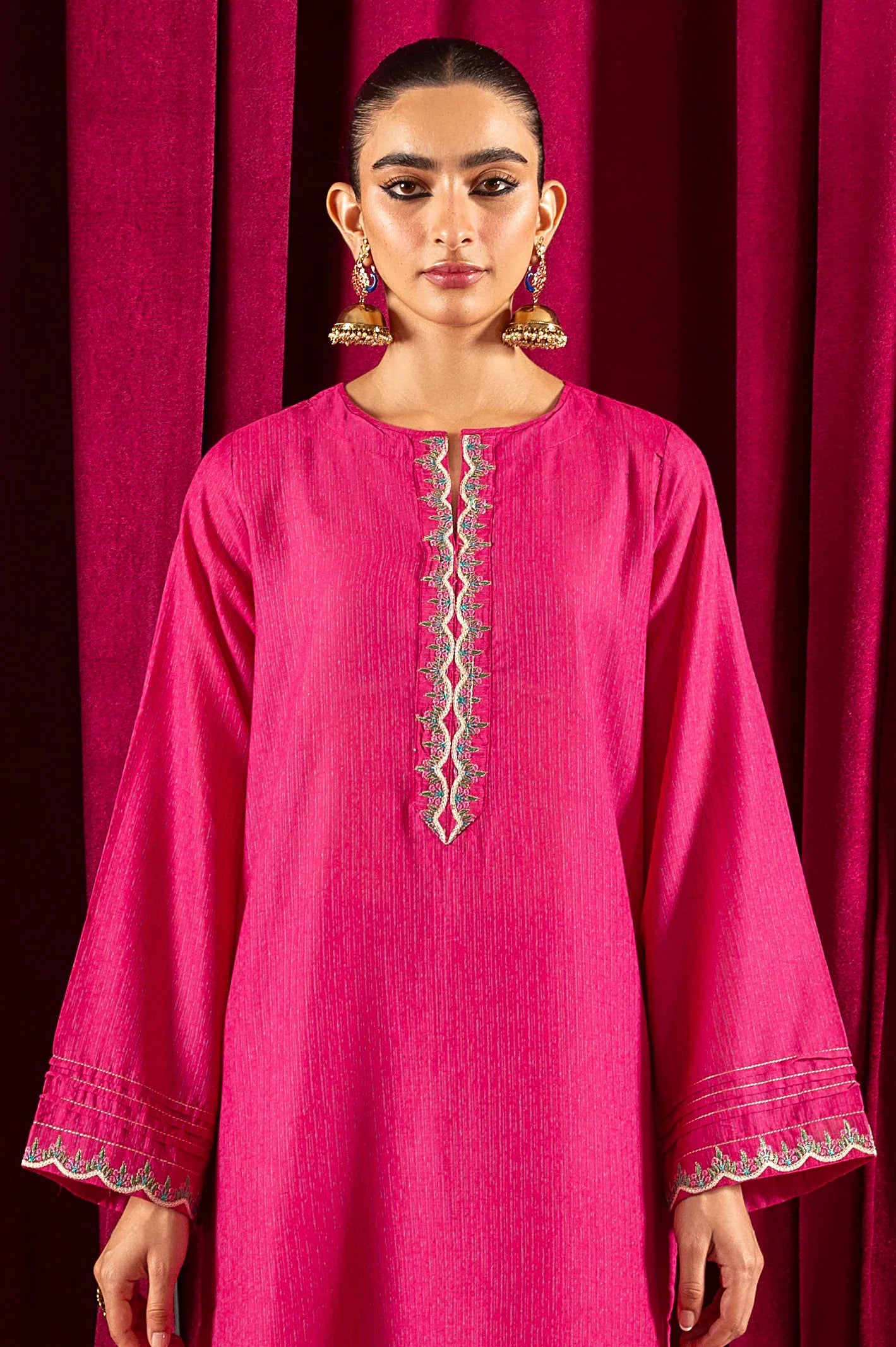 2PC Pink Embroidered Suit - Diners