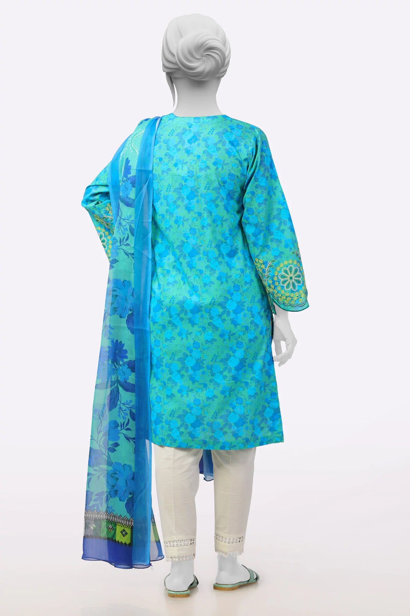 Ready To Wear Blue Embroidered Kurti with Dupatta