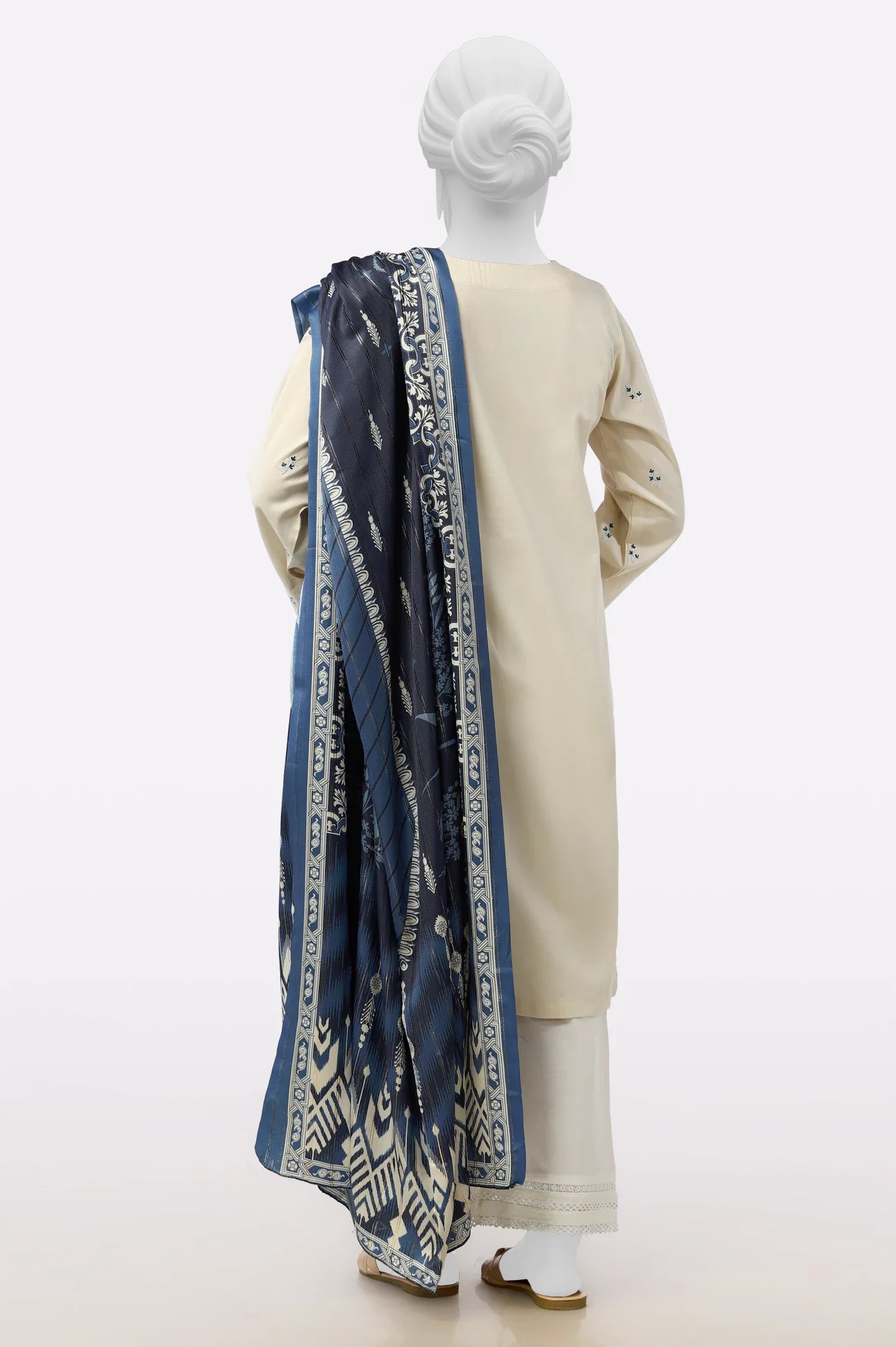 Ivory Embroidered Kurti With Dupatta From Sohaye By Diners