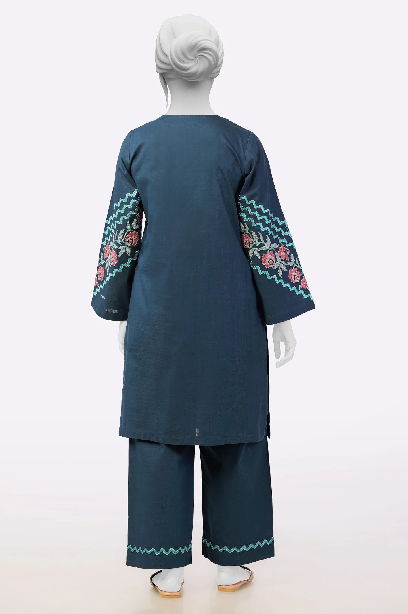 Blue 2PC Embroidered Suit for Women