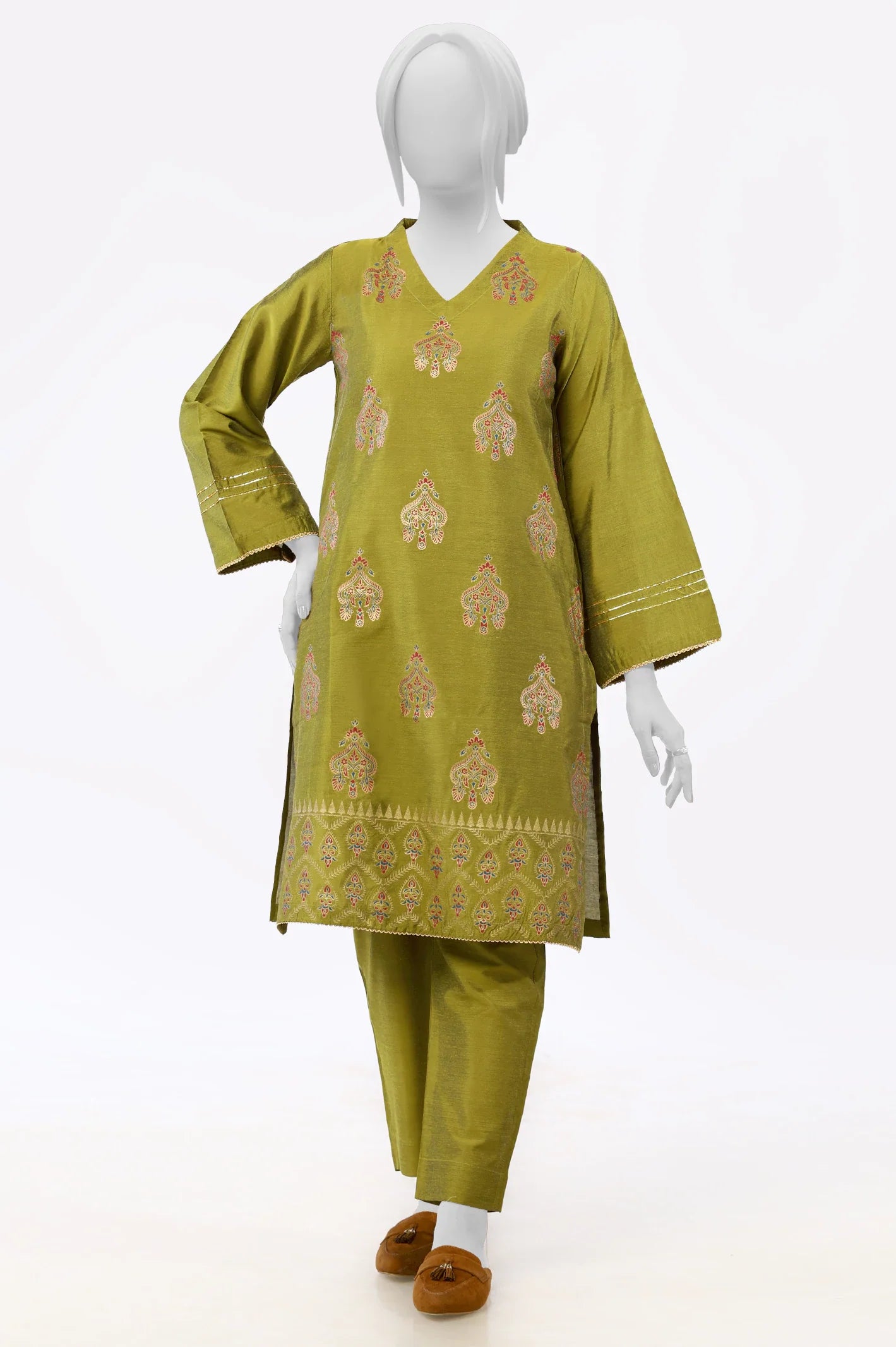 Olive Block Printed 2PC From Sohaye By Diners