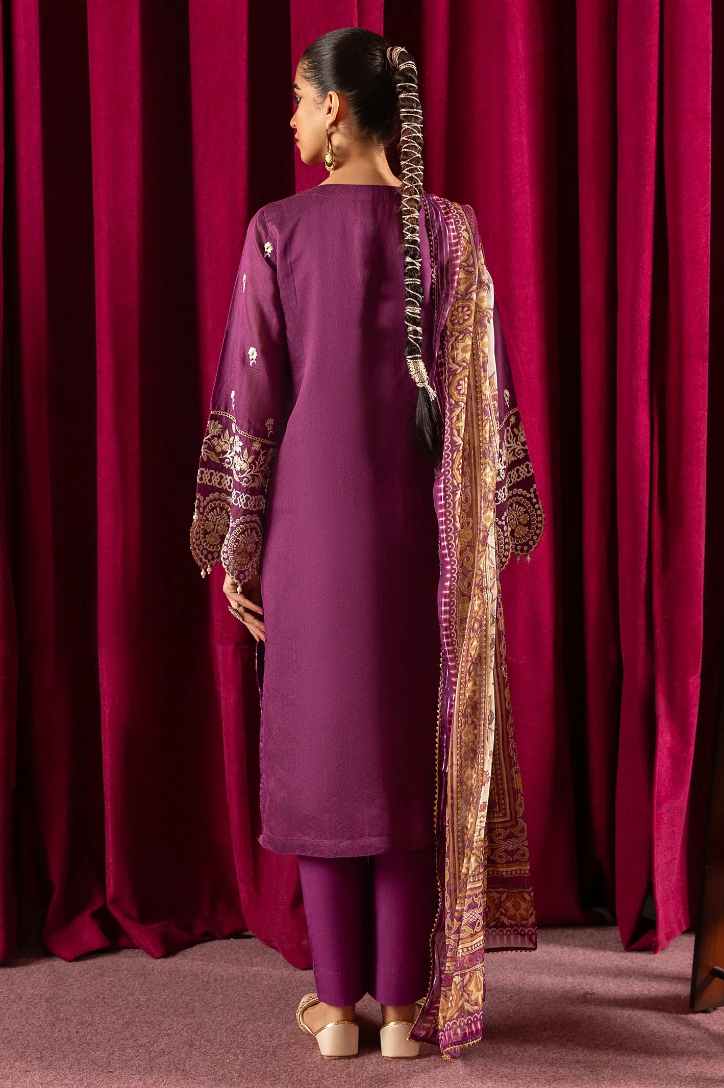 3PC Purple Embroidered Suit - Diners