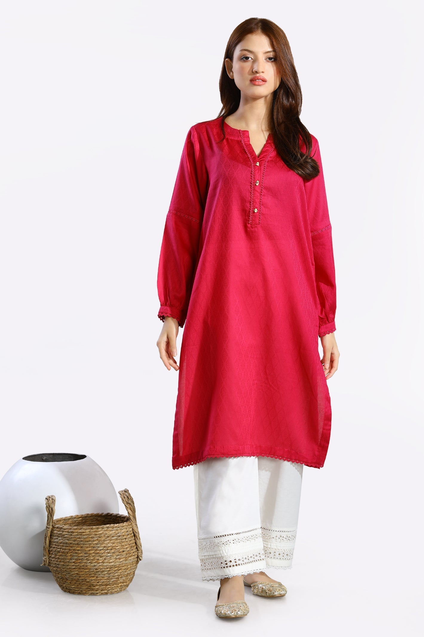 Pink Solid Kurti - Diners