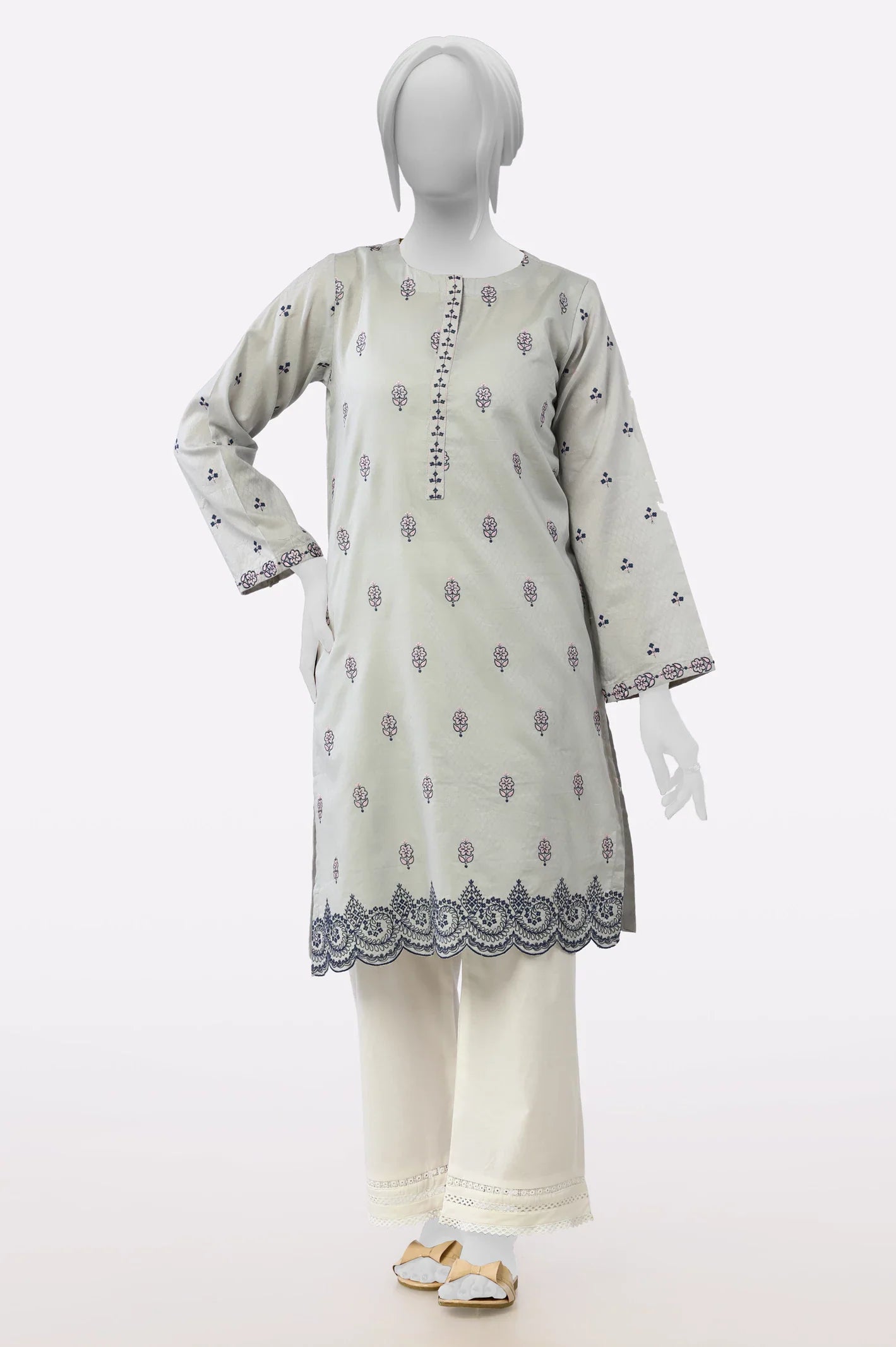 Light Grey Embroidered Kurti From Sohaye By Diners