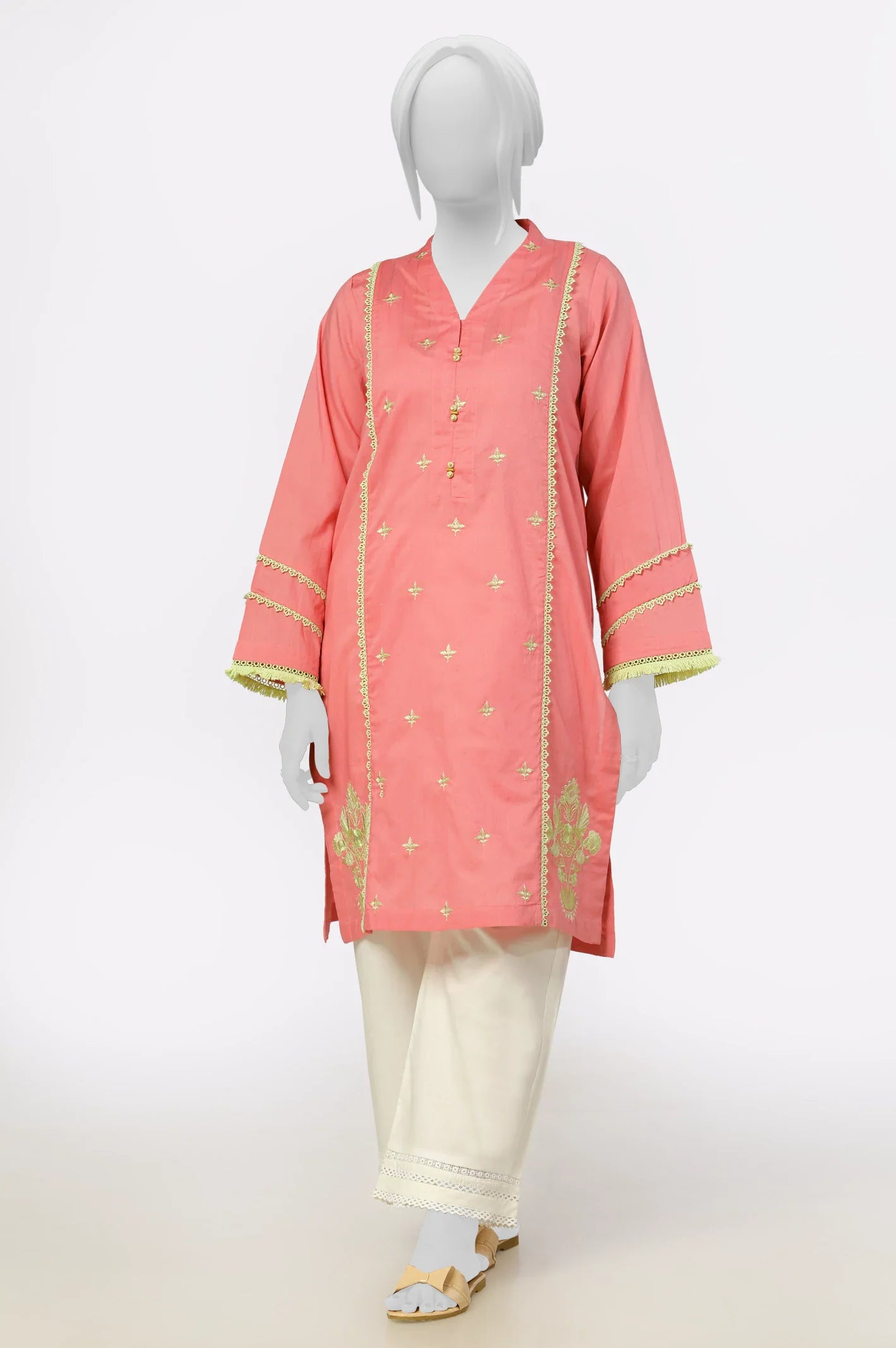 Tea Pink Embroidered Kurti From Sohaye By Diners