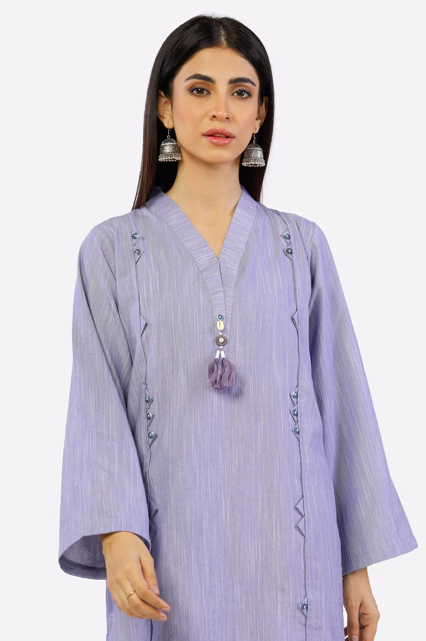 Light Purple Dyed Chambray Kurti From Sohaye By Diners