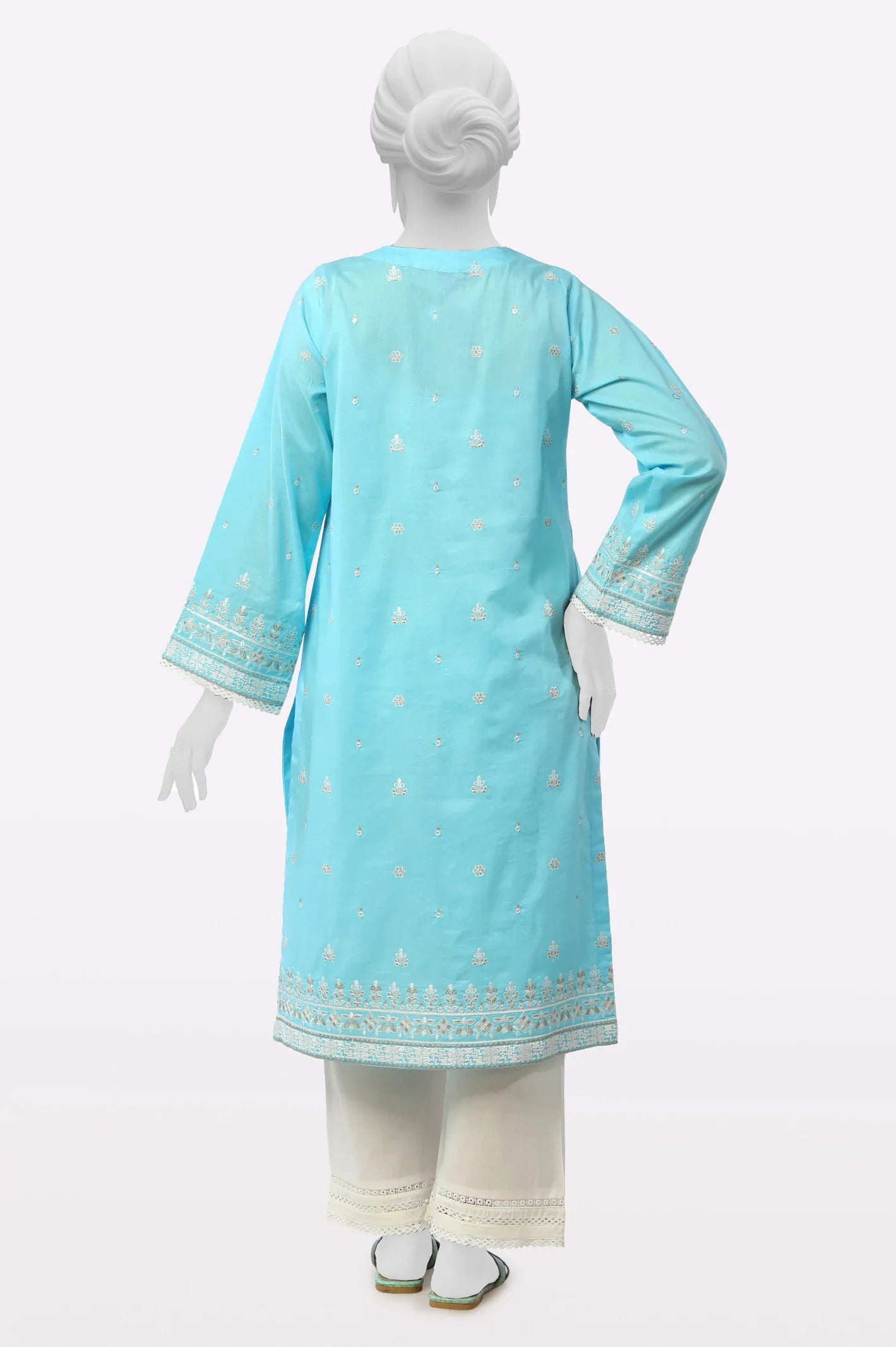 Sky Blue Embroidered Kurti From Sohaye By Diners