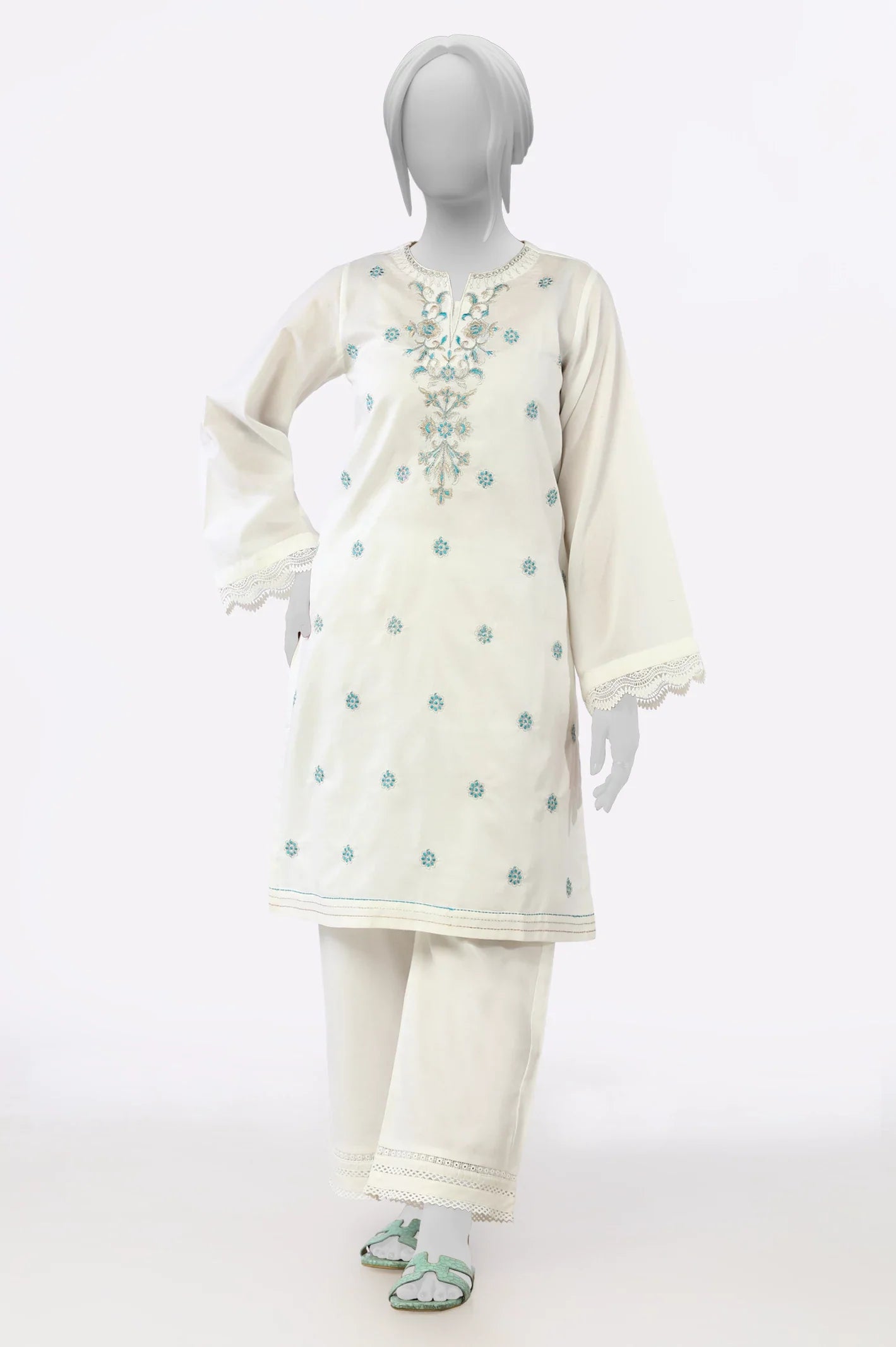 White Embroidered Kurti From Sohaye By Diners