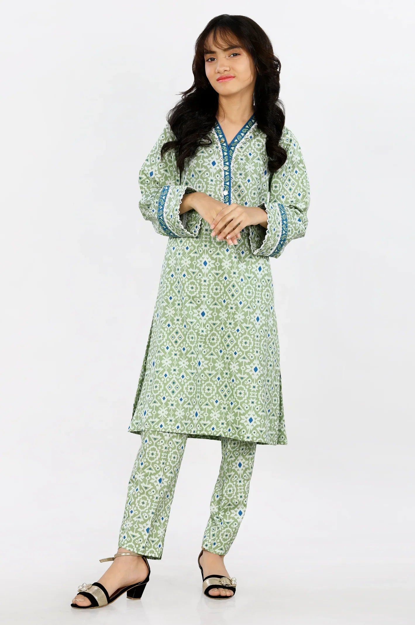Lawn Green Teens 2PC Suit - Diners