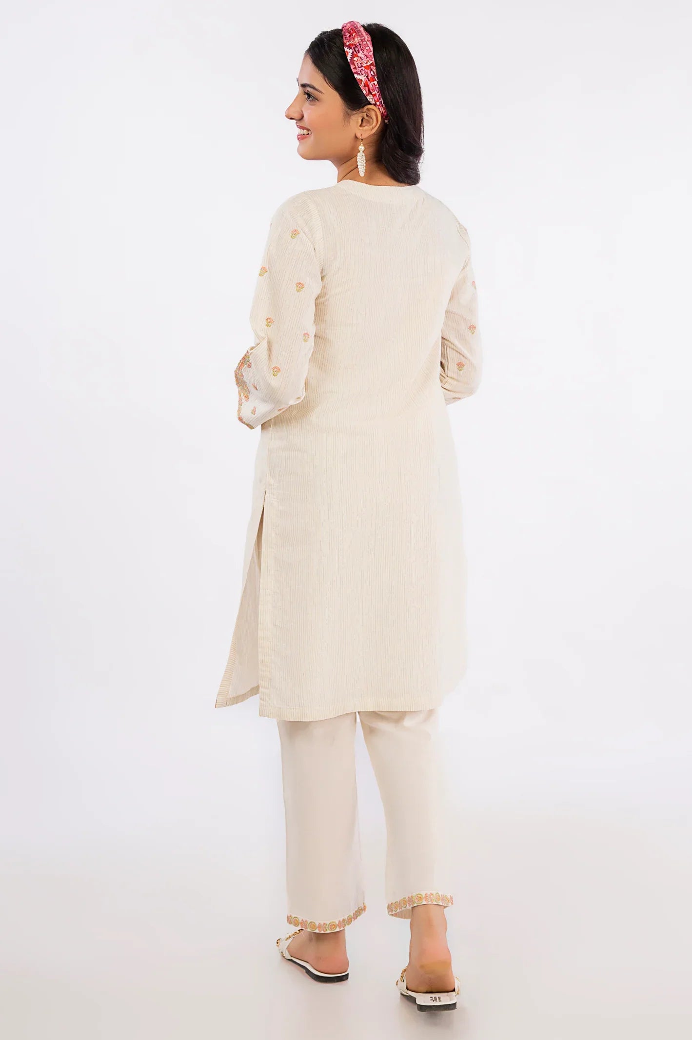 2PC Ivory Embroidered Teens Suit - Diners