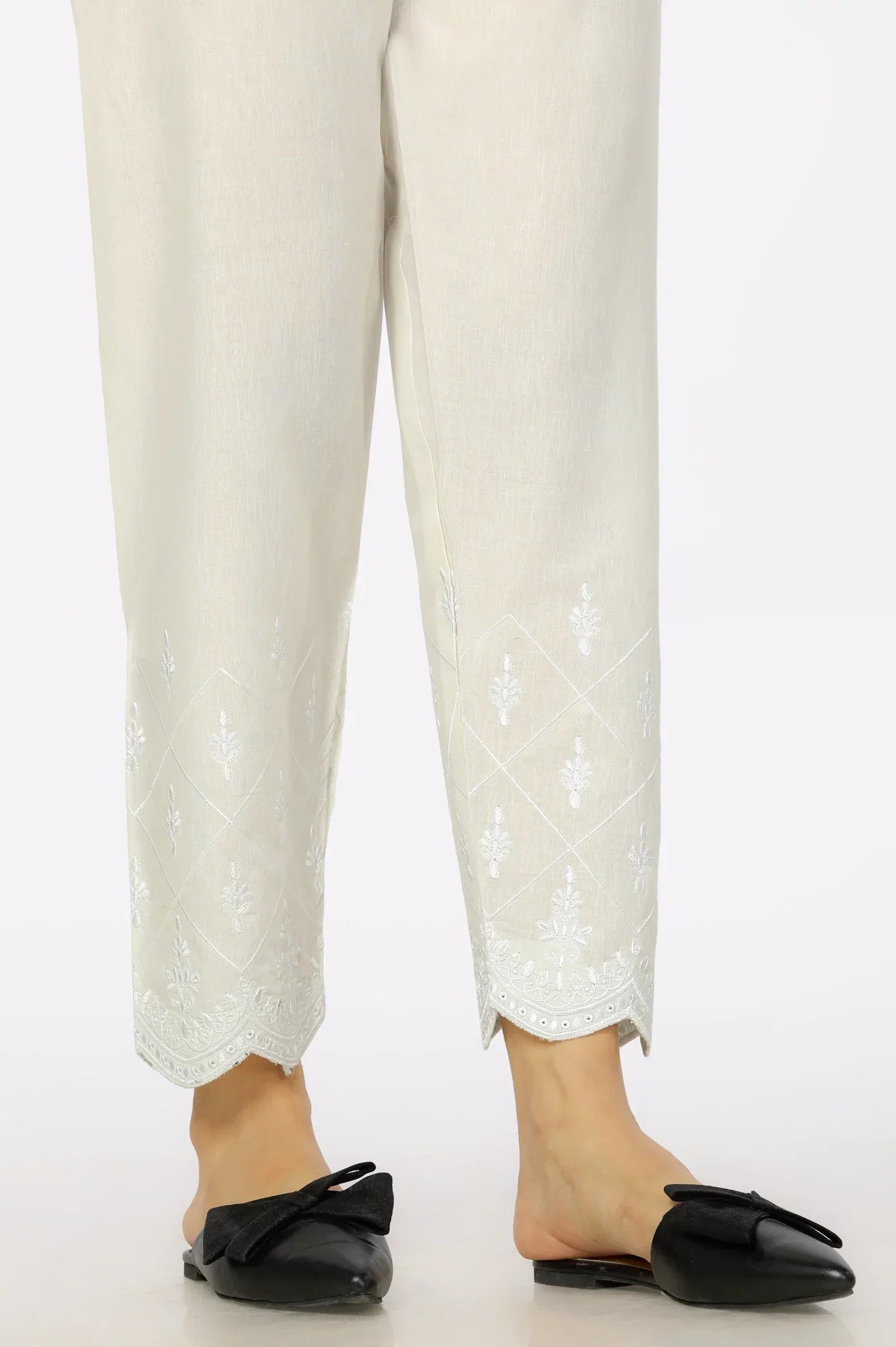Off White Cambric Trouser From Sohaye By Diners