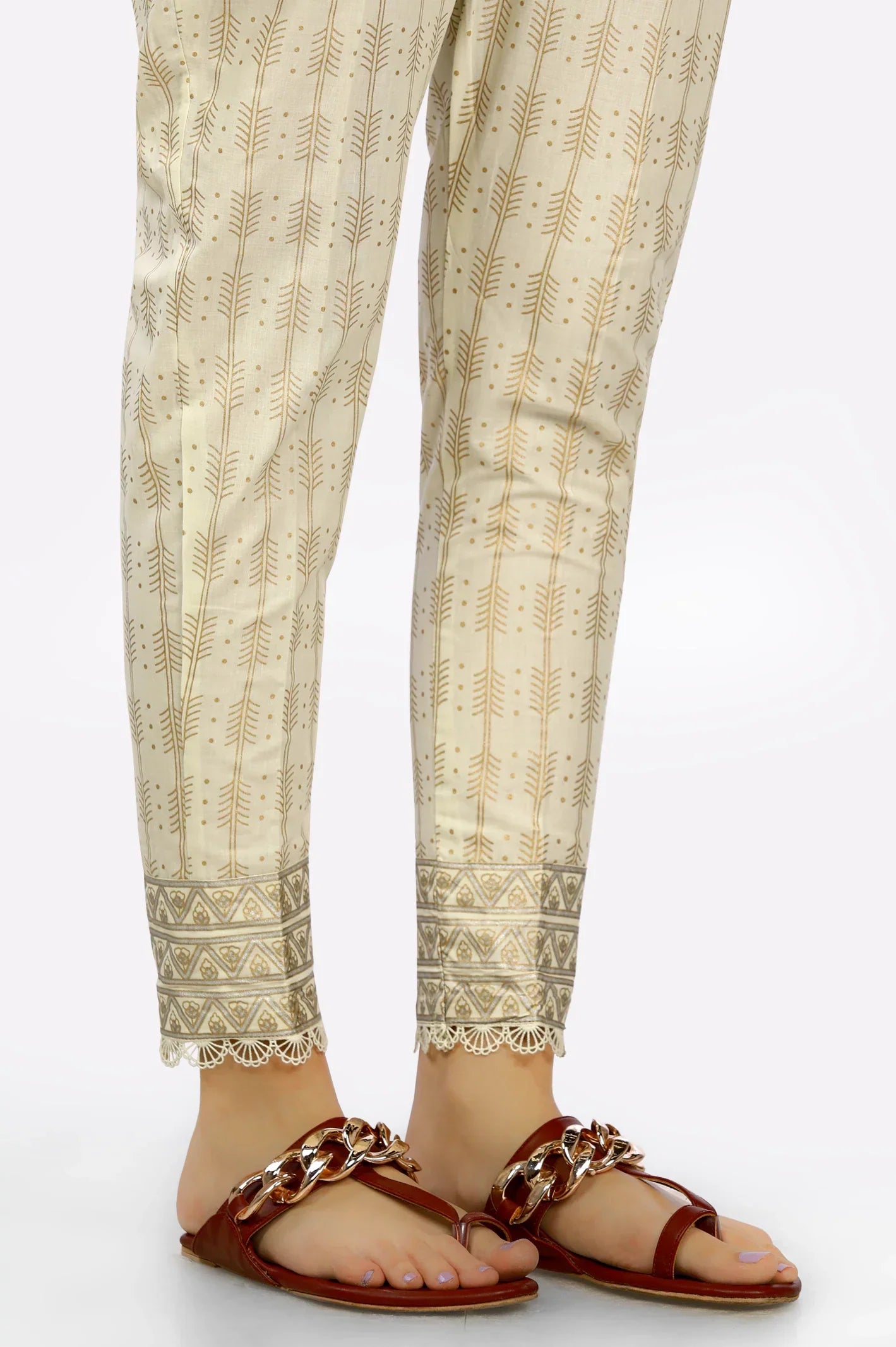 Cream Cambric Trouser From Sohaye By Diners
