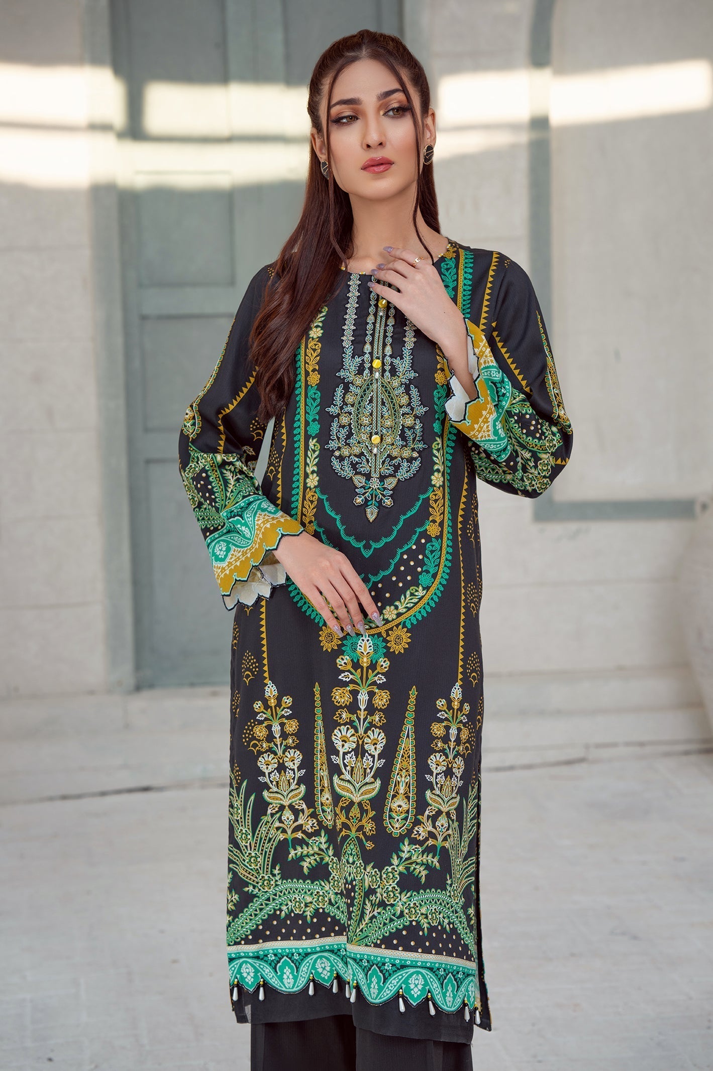 1PC Unstitched Embroidered Printed Shirt Marina 