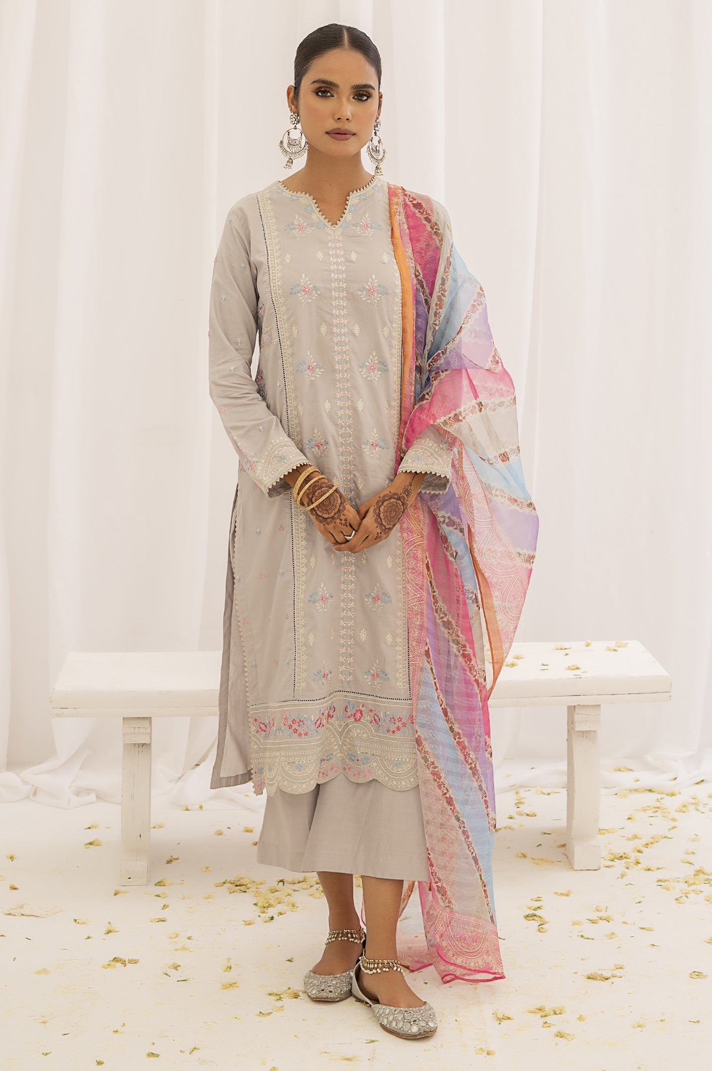3PC Unstitched Embroidered Paper Silk & Raw Silk Suit
