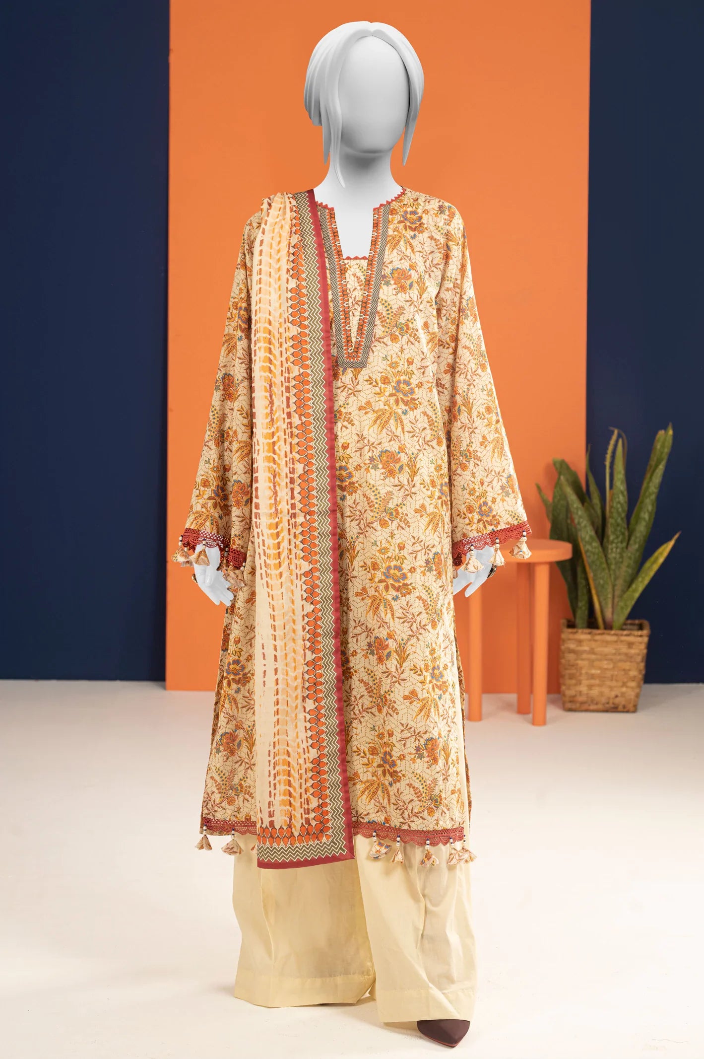 Lawn Beige Printed 3PC Unstitched From Sohaye By Diners