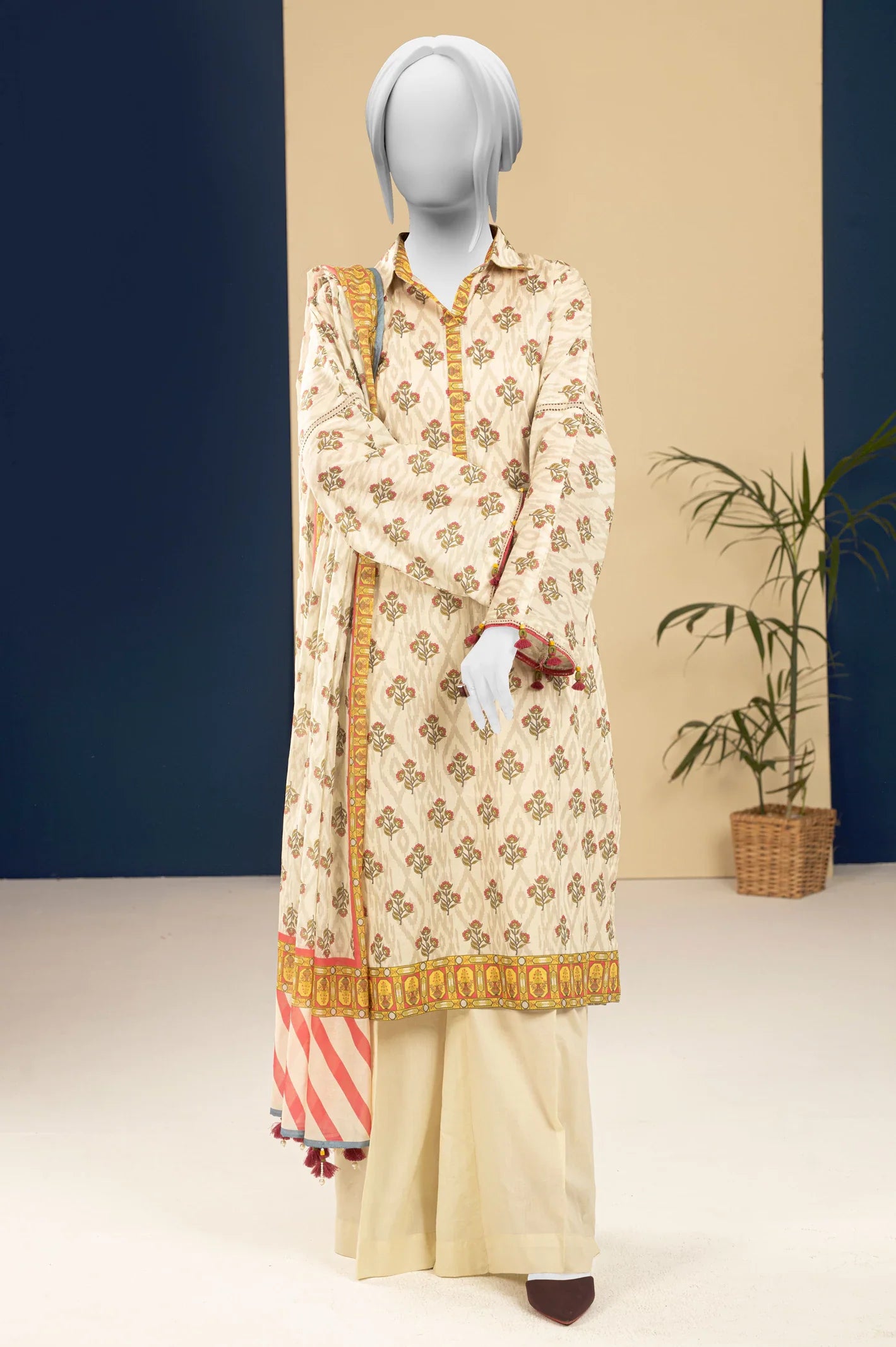 Lawn Light Beige Printed 3PC Unstitched From Sohaye By Diners