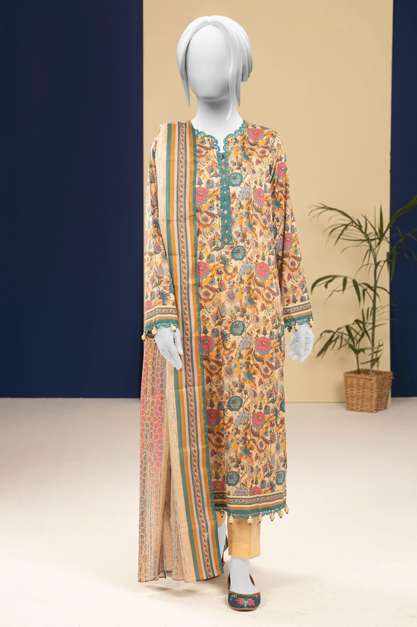 Lawn Peach Printed 3PC Unstitched From Sohaye By Diners