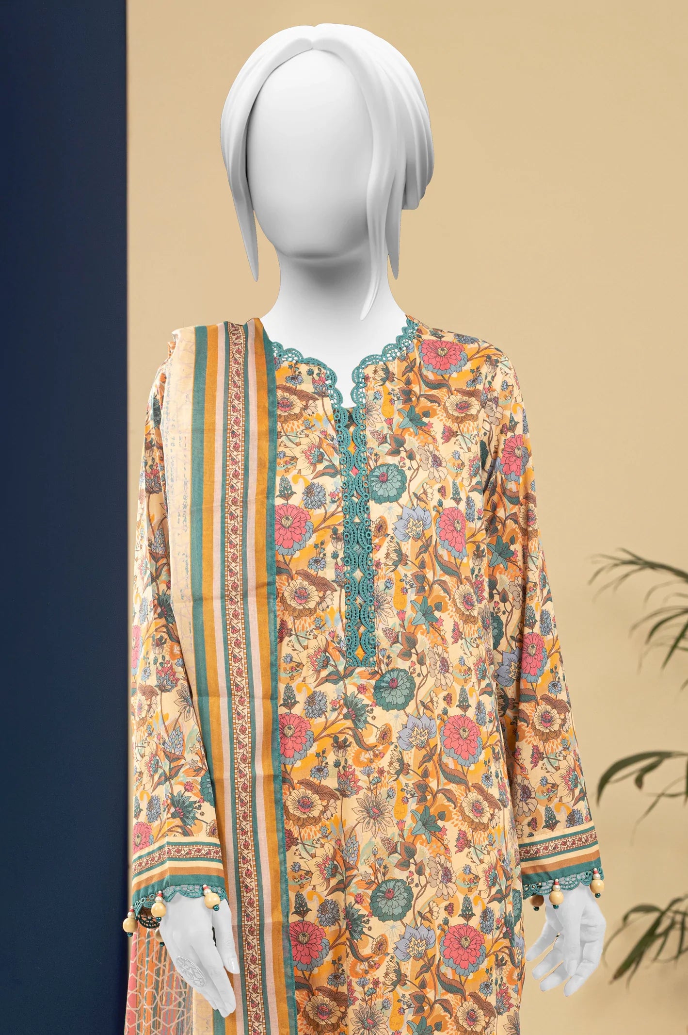 Lawn Peach Printed 3PC Unstitched From Sohaye By Diners