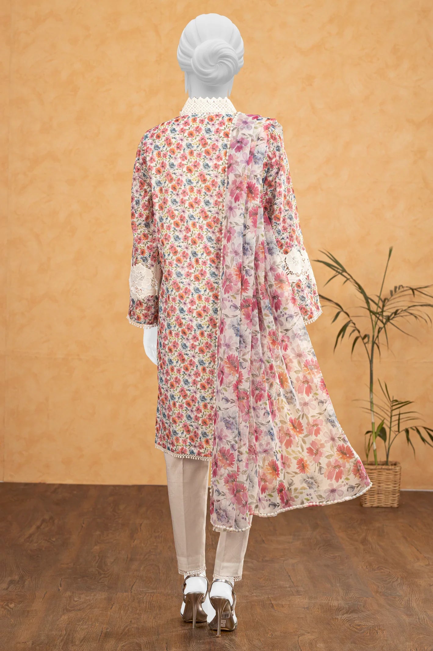 White Shiffli Printed 3PC Unstitched From Sohaye By Diners