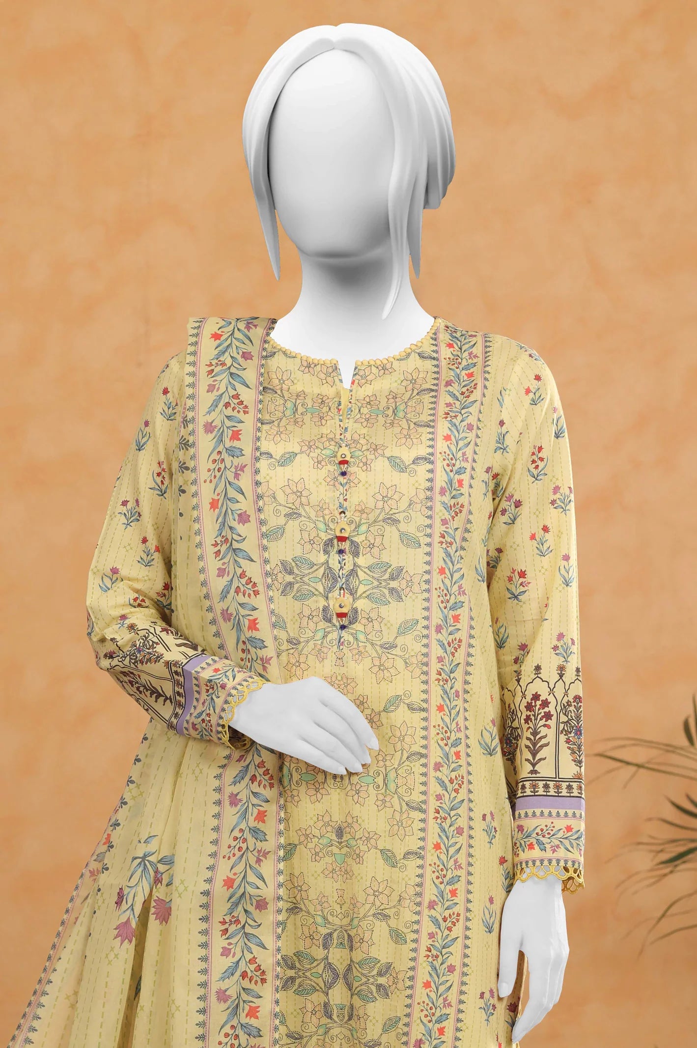 Yellow Printed 3PC UnstitchedFrom Sohaye By Diners