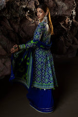 Royal Blue Printed 3PC Unstitched